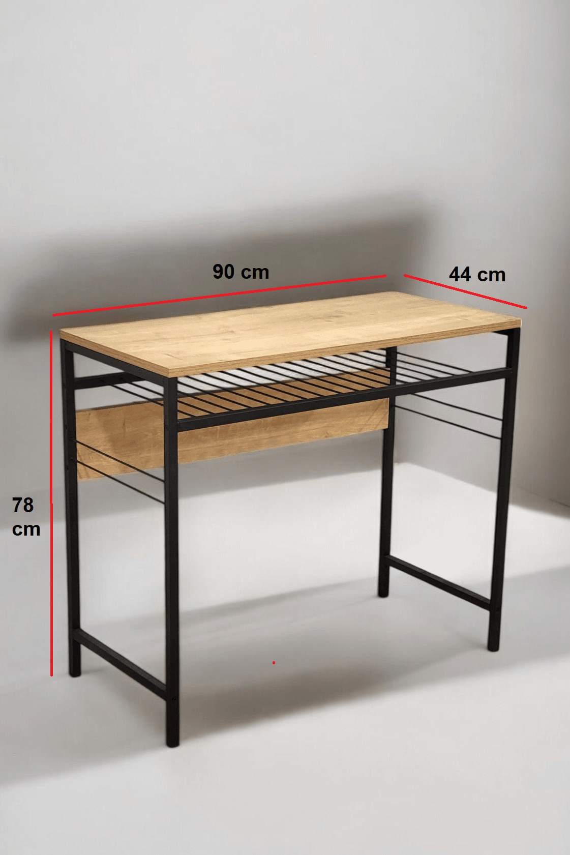 Metal Çalışma Masası 2 Raflı Metal Ayaklı Çalışma Masası Modern Bilgisayar Ofis Masası