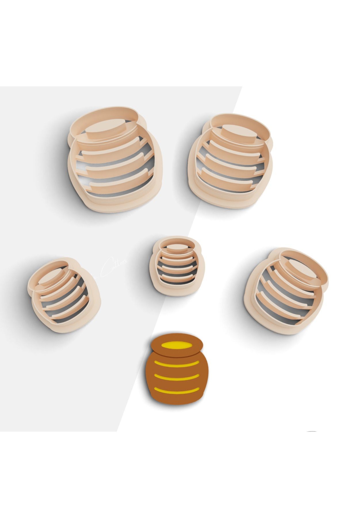 Bal Küpü Şekilli Polimer Kil Kesme Kalıbı, Küpe Kalıp, Takı Kalıbı, Clay Cutter, 5 Boy, No:1084