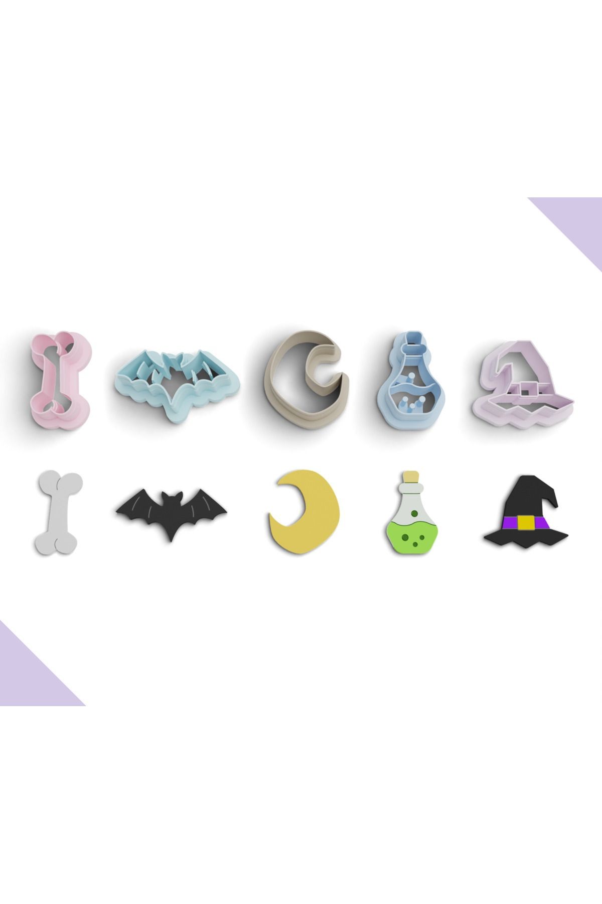 Halloween polimer kil Kesici Paketi, 5 Model polimer kil kesme kalıbı, No: 964
