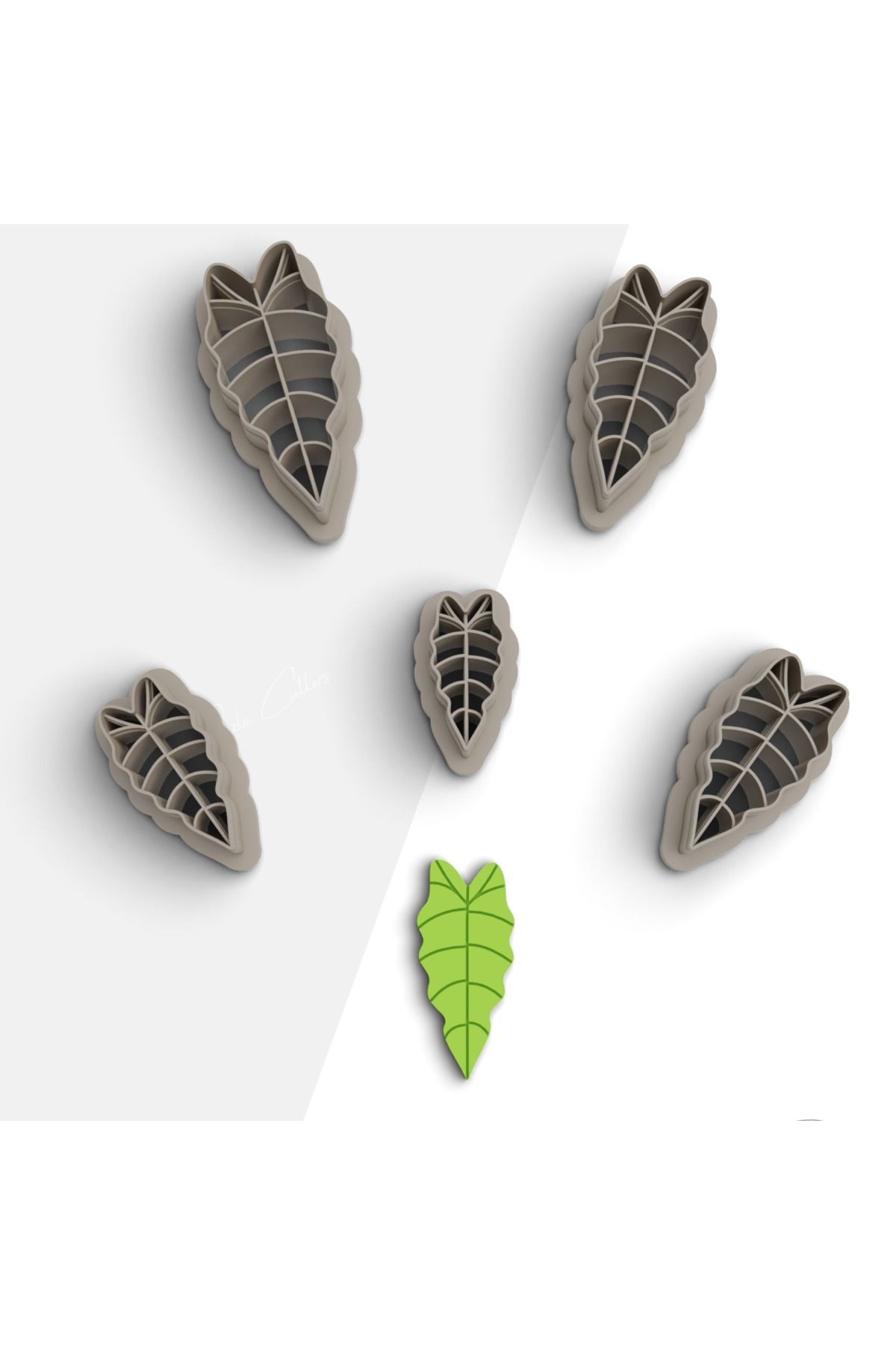 Alocasia Yaprağı Şekilli Polimer Kil Kesme Kalıbı, Küpe Kalıp, Takı Kalıbı, Clay Cutter , No:1112