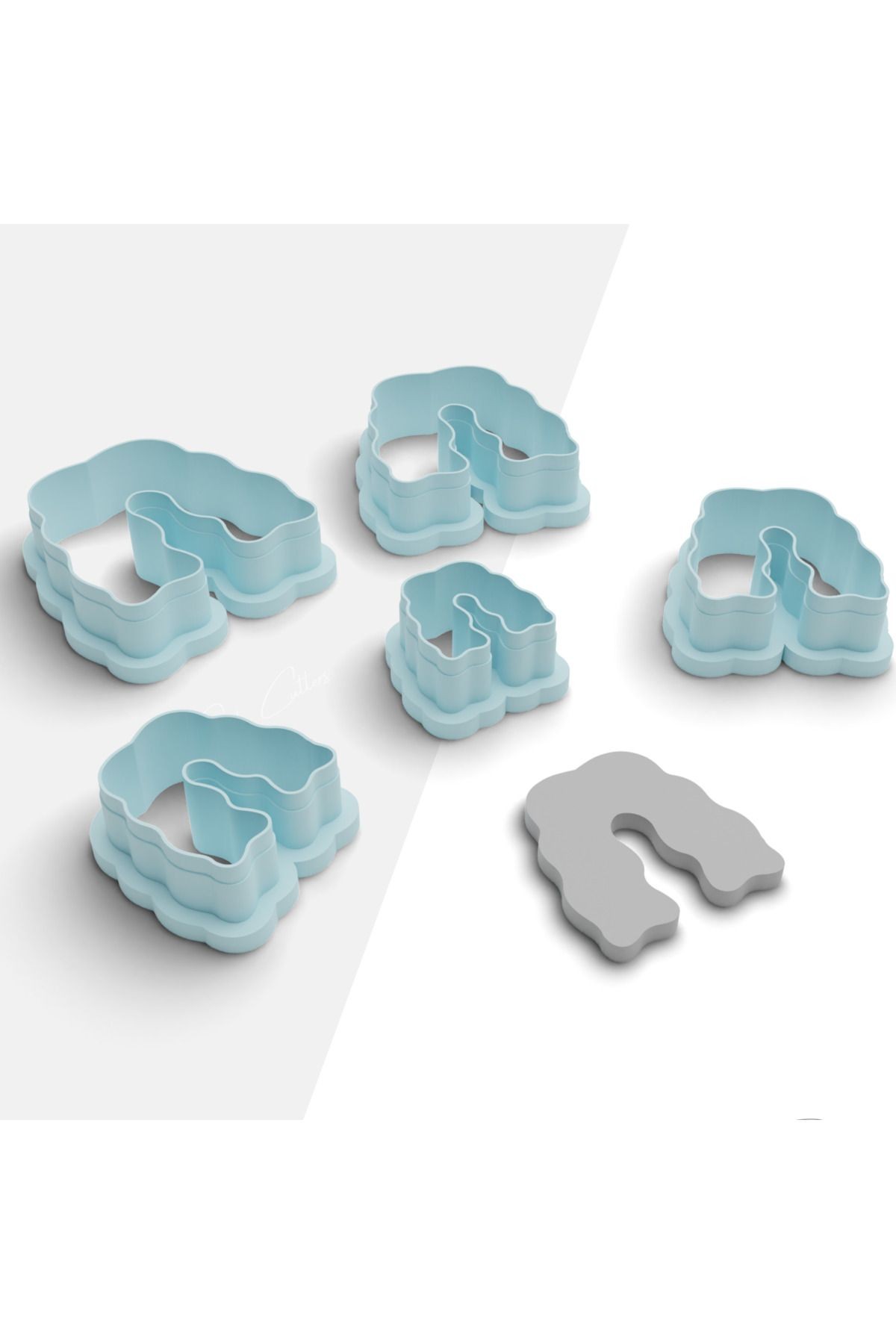 Dalgalı Yay Şekilli Polimer Kil Kesme Kalıbı, Küpe Kalıp, Clay Cutter, 5 Boy, No:1002