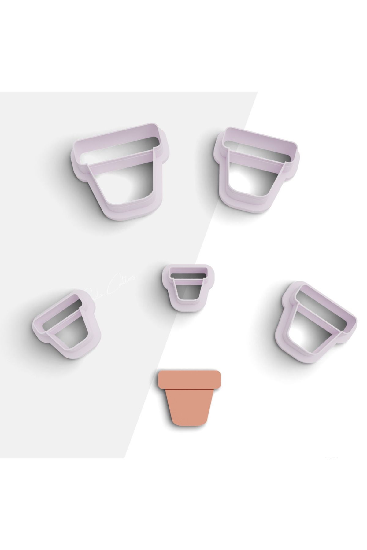 Saksı Şekilli Polimer Kil Kesme Kalıbı, Küpe Kalıp, Takı Kalıbı, Clay Cutter , No:1119