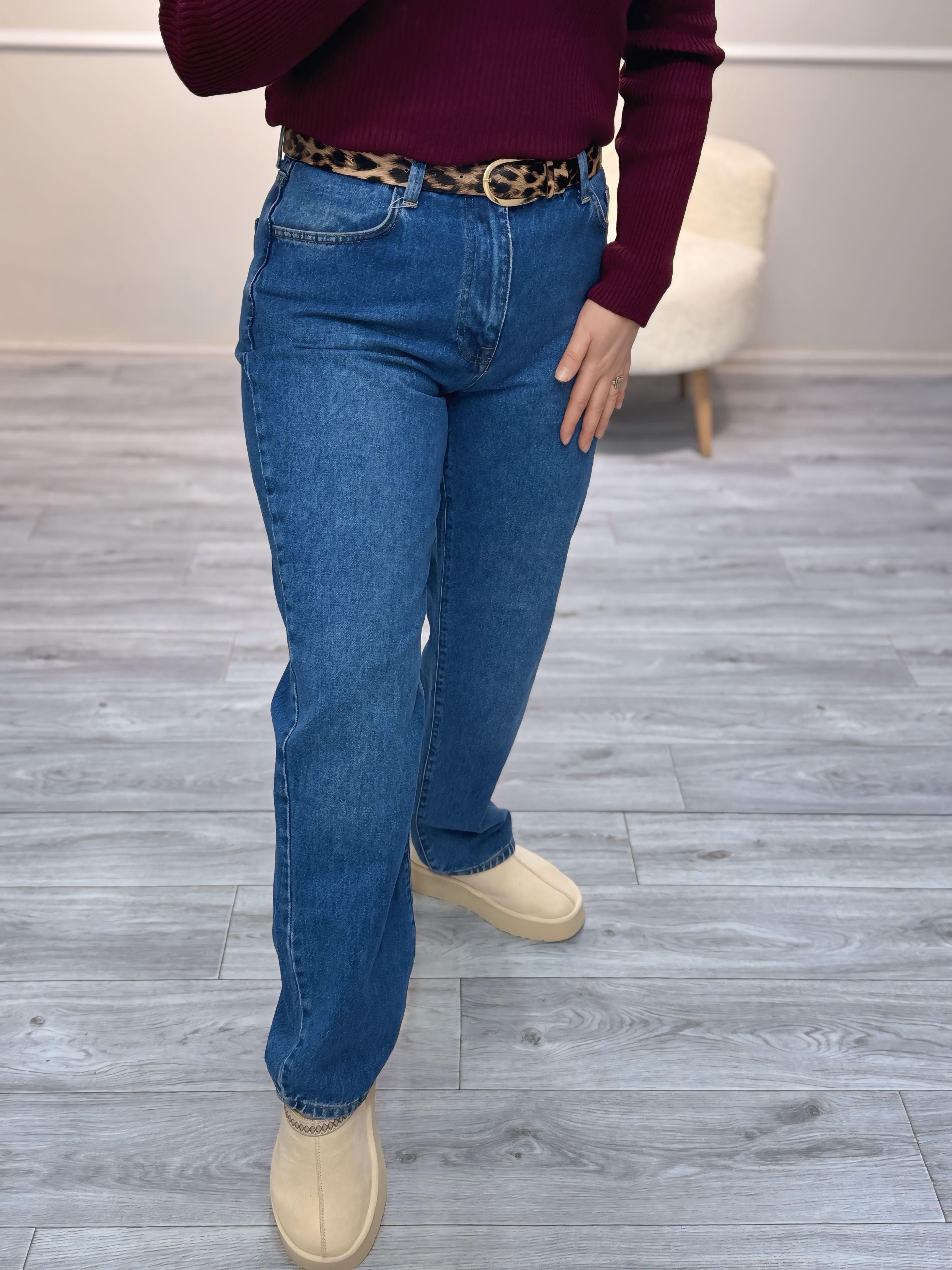 Karol Straight Kemer Detaylı Jean Mavi