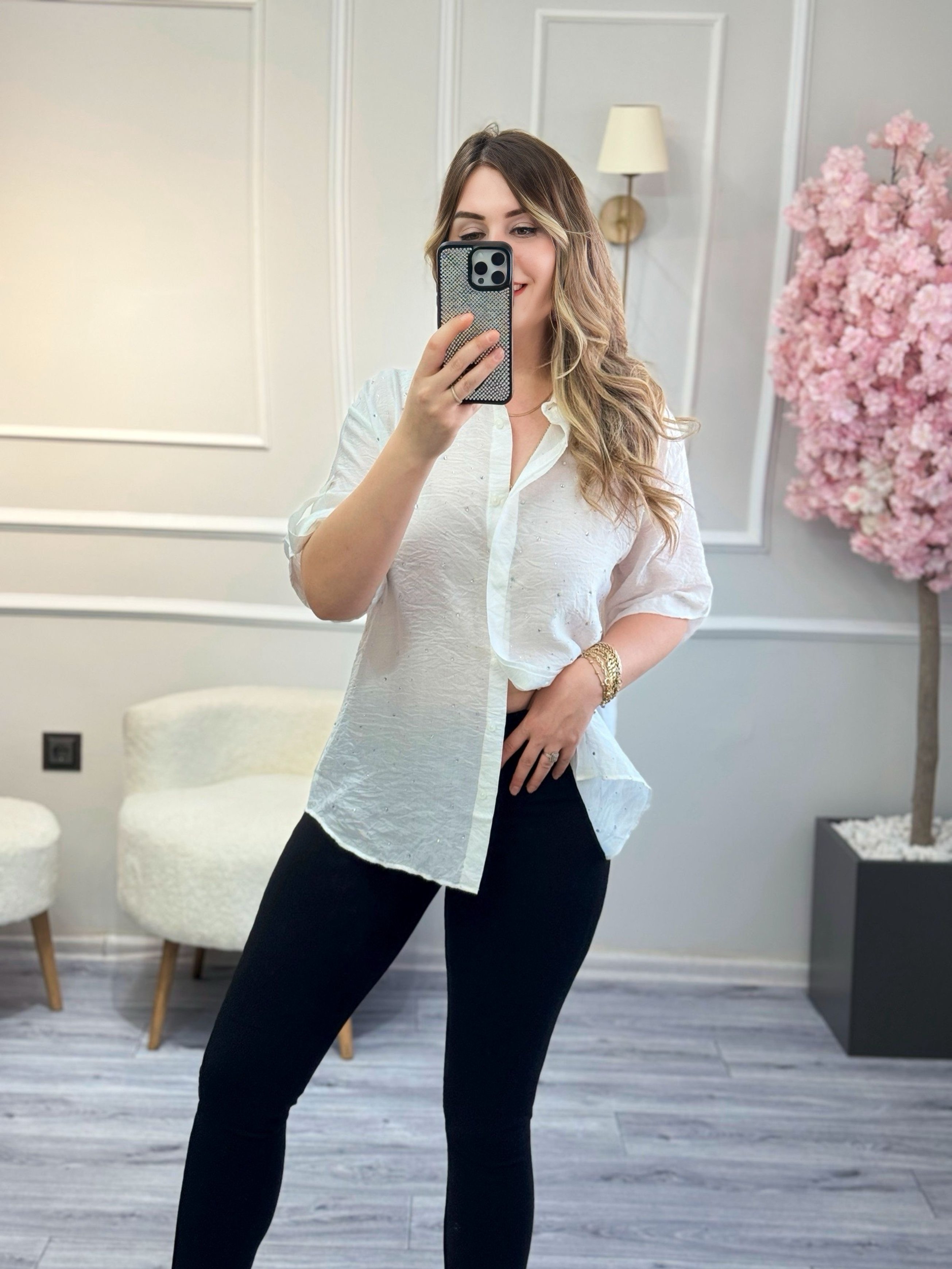 Taşlı Oversize Gömlek