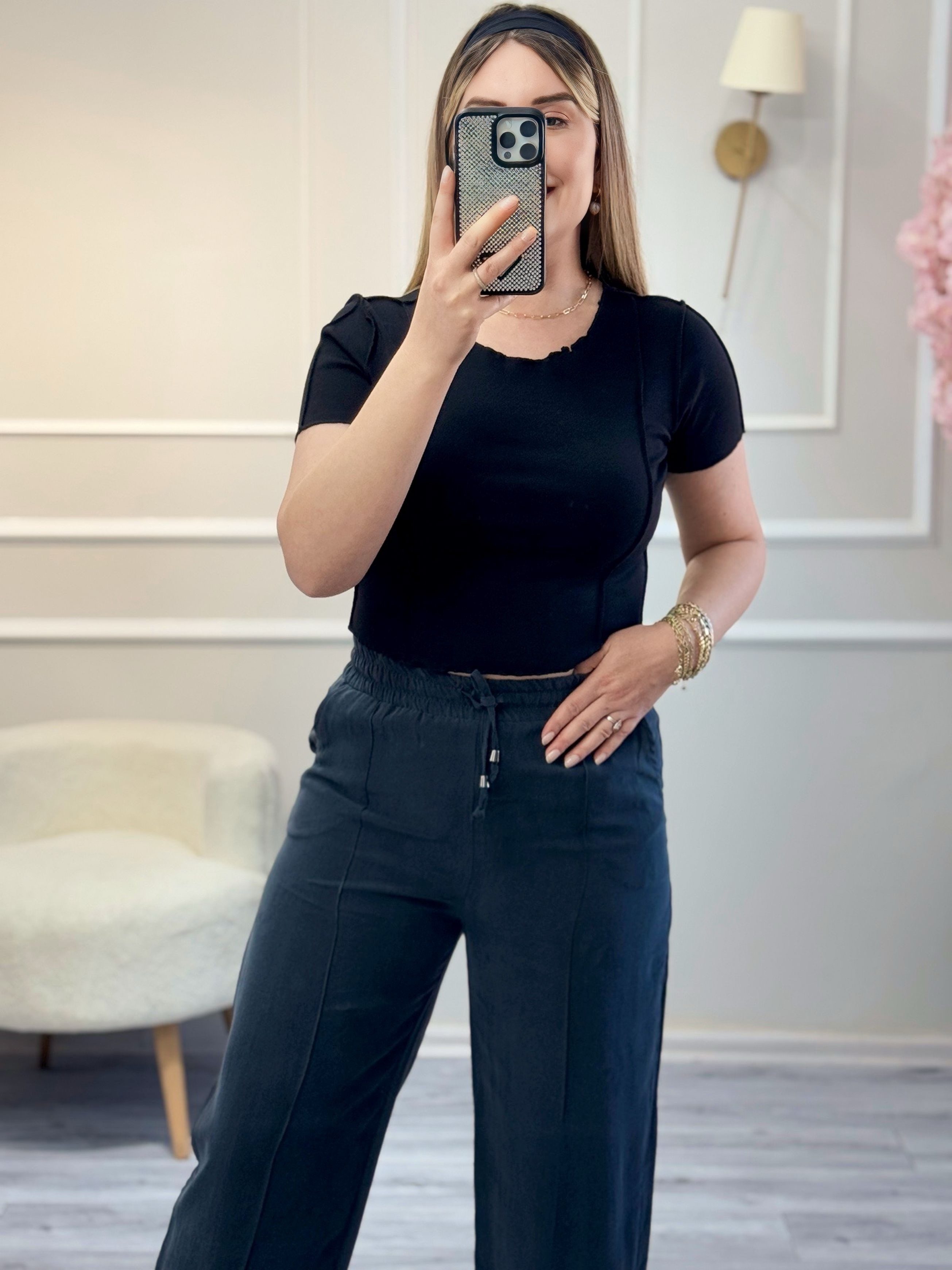 Karol Kısa Kollu Crop Tshirt