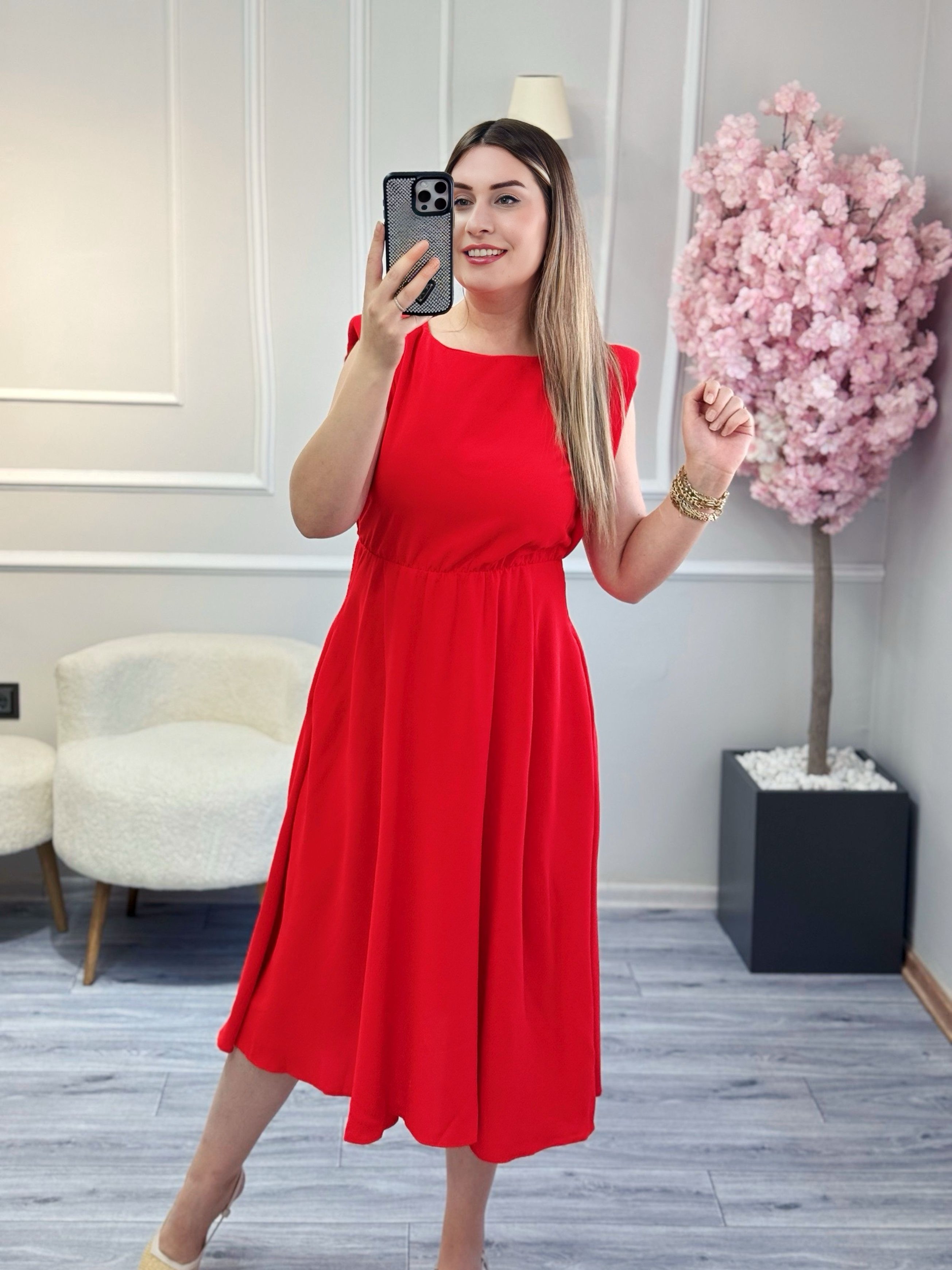 Vatkalı Midi Elbise