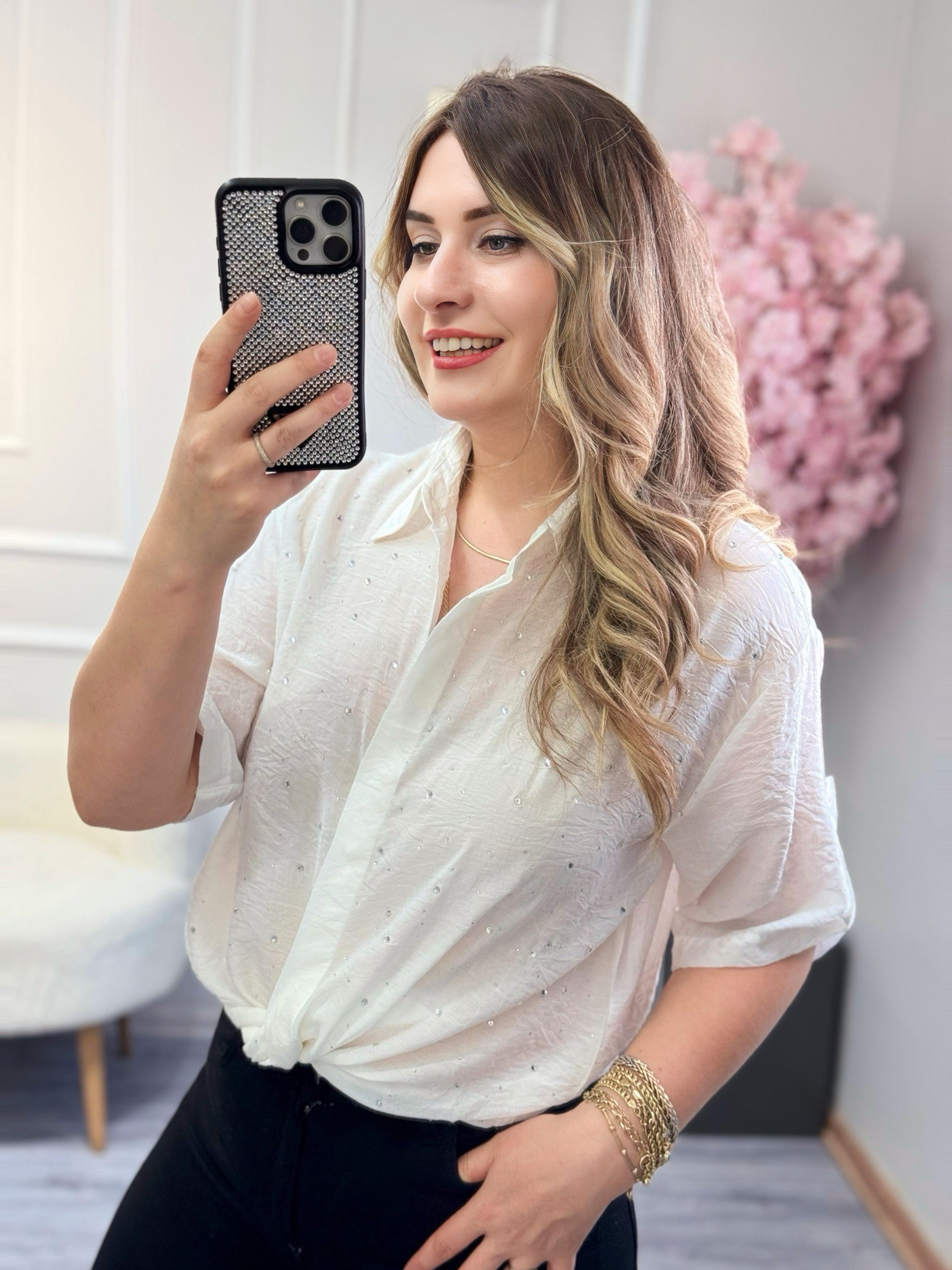 Taşlı Oversize Gömlek