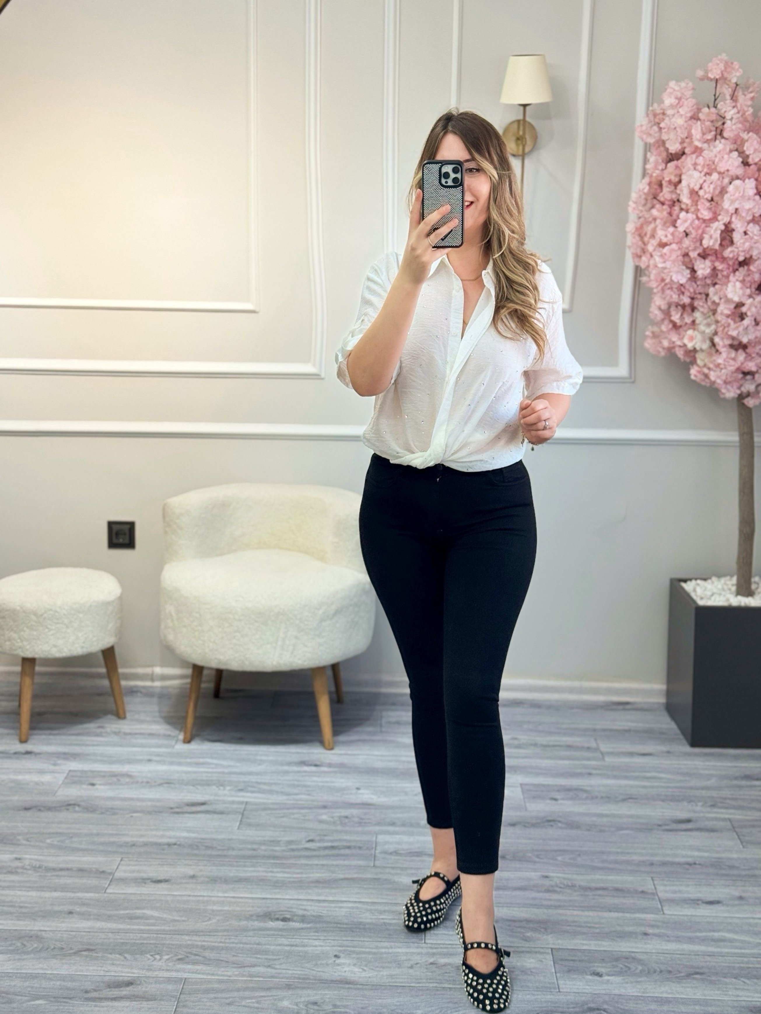 Taşlı Oversize Gömlek