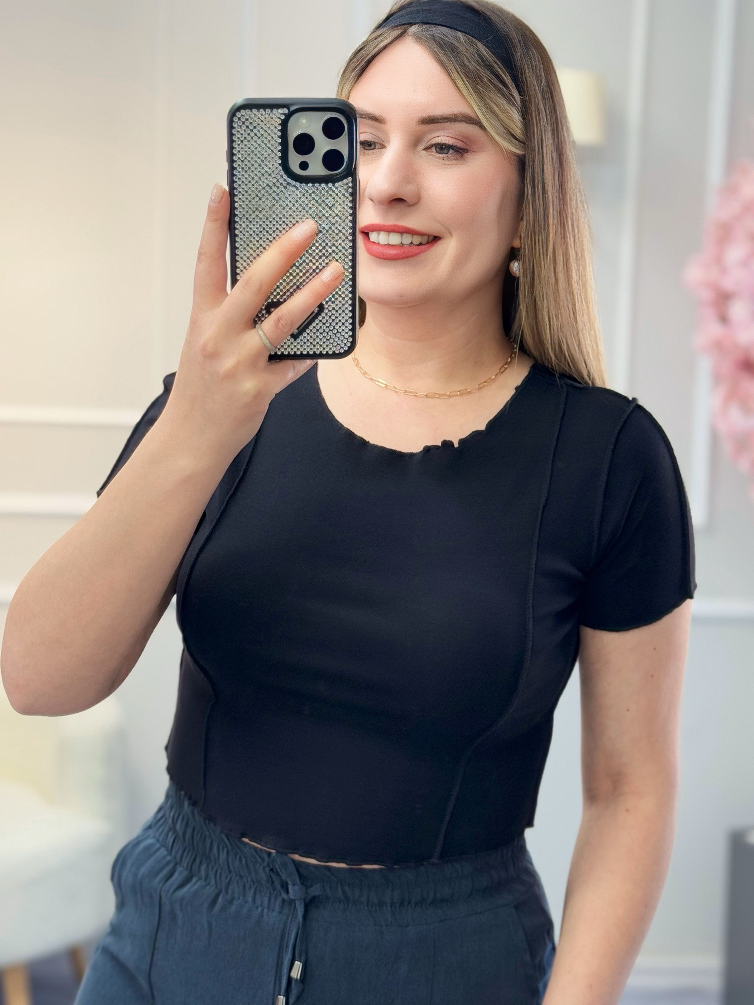 Karol Kısa Kollu Crop Tshirt
