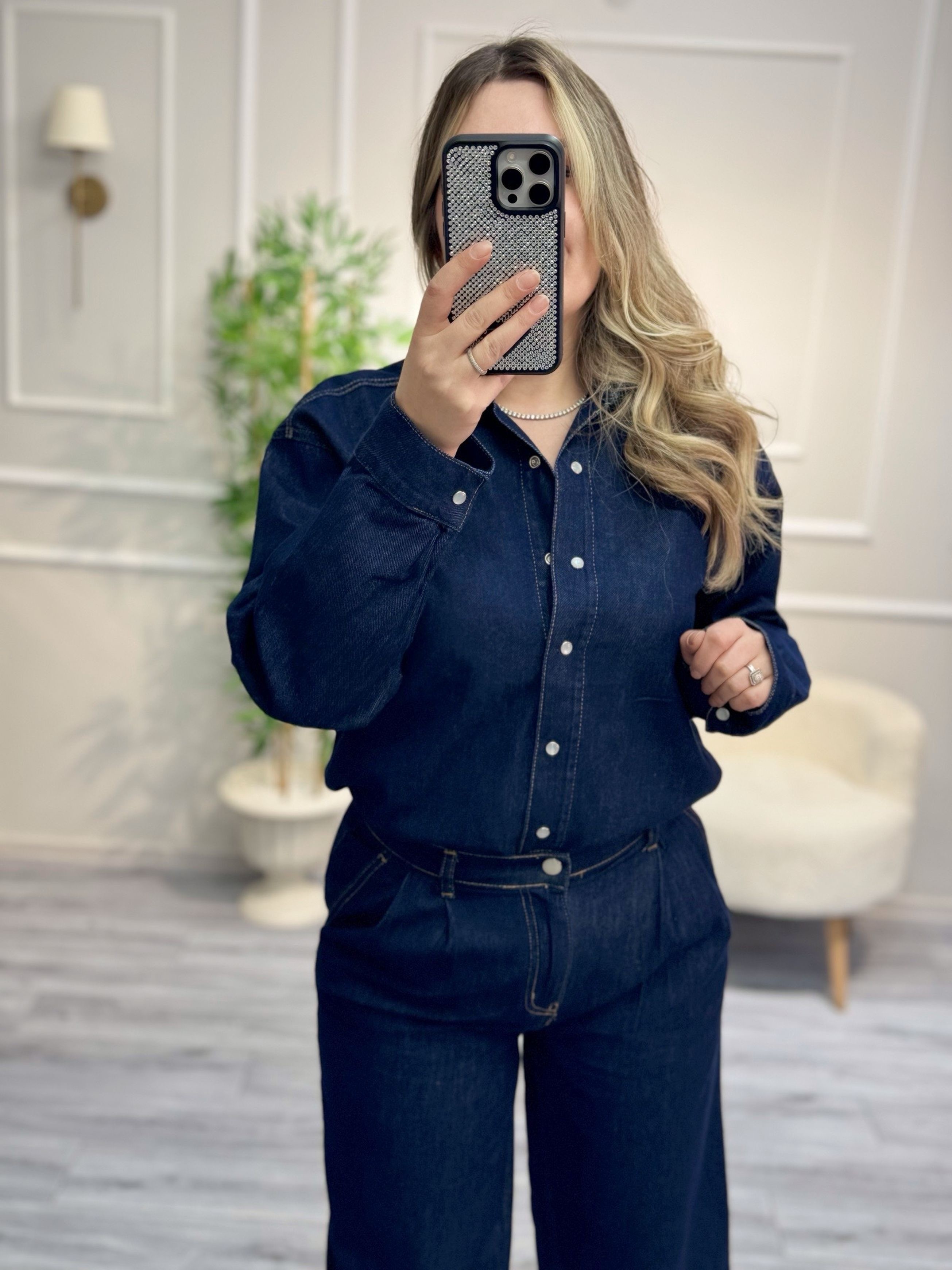 Koyu Renk Jean Premium Gömlek Pantolon Takım