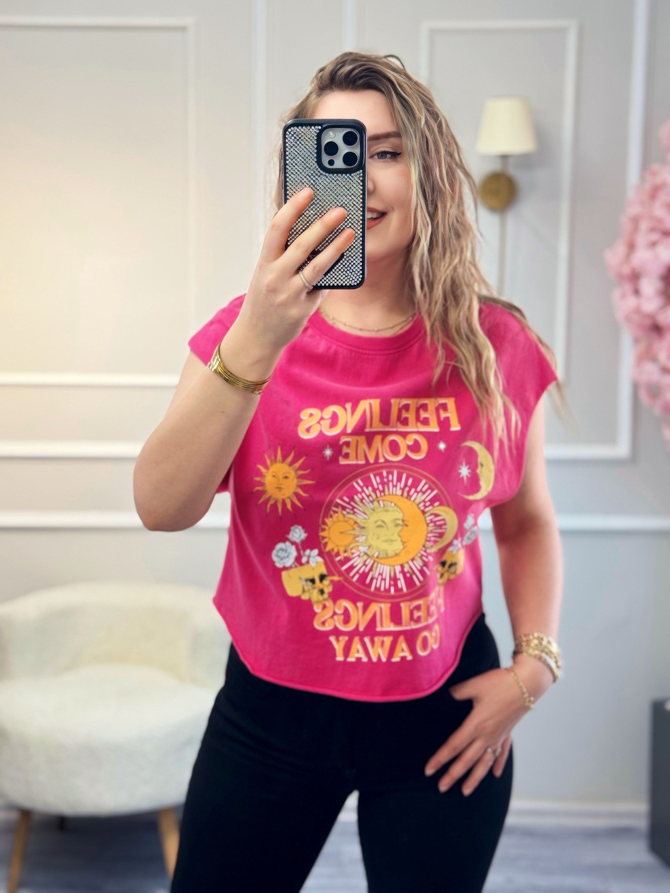 Dilvin Kolsuz Baskı Detaylı Yıkamalı Tshirt
