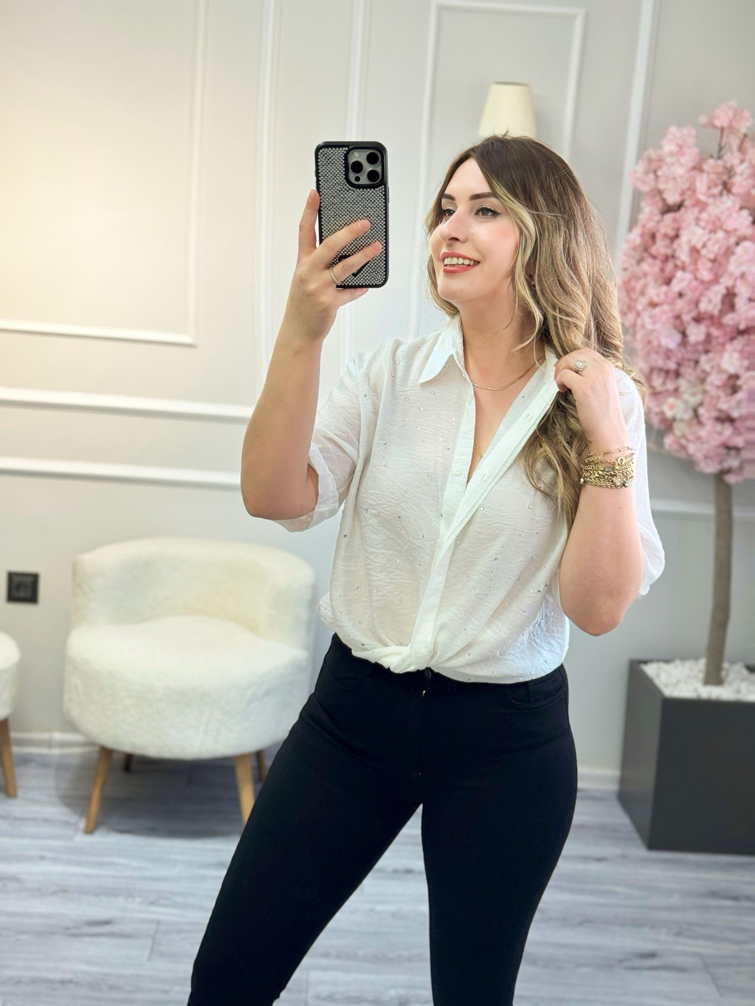 Taşlı Oversize Gömlek