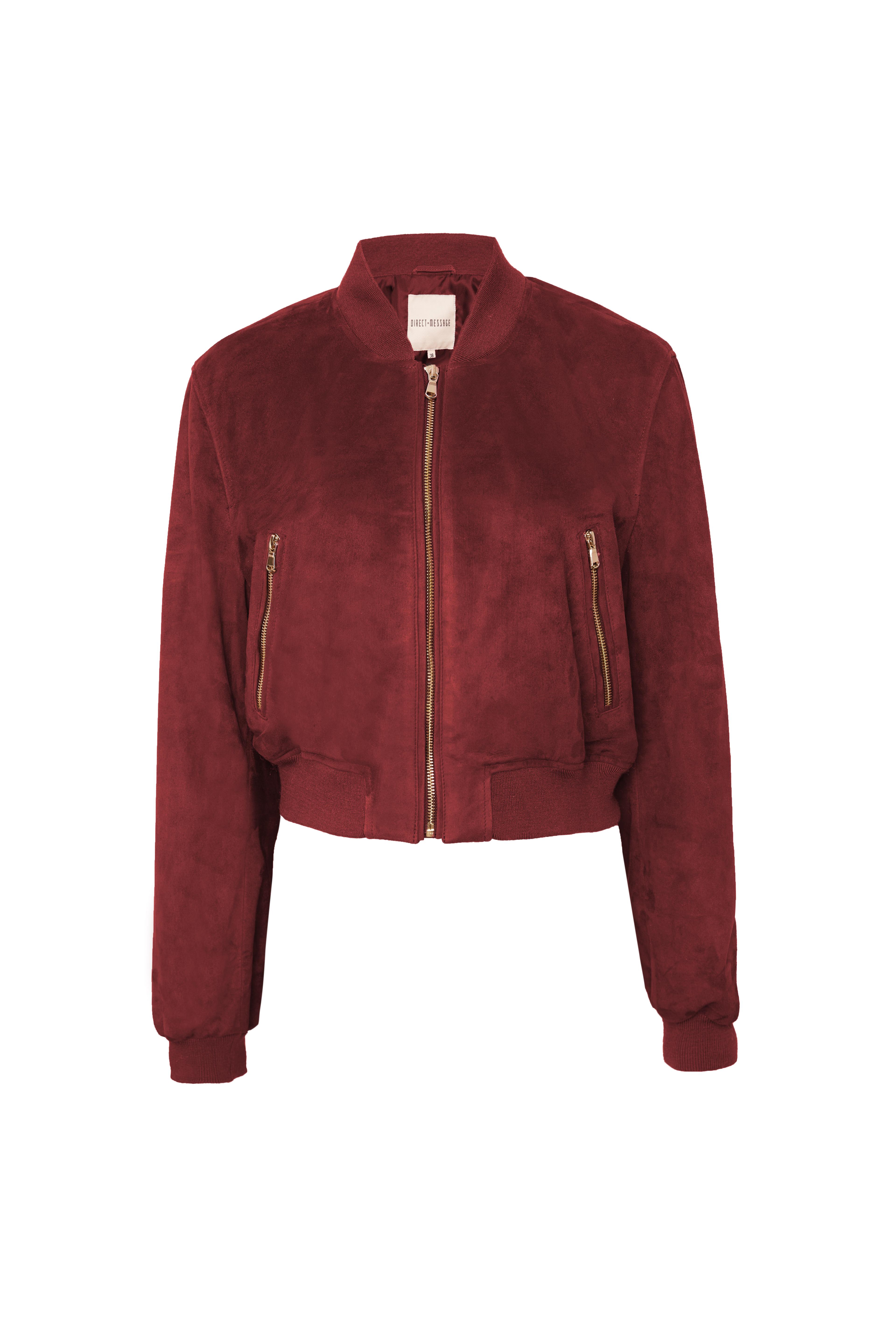 Rosa Suede Leather Jacket - Burgundy