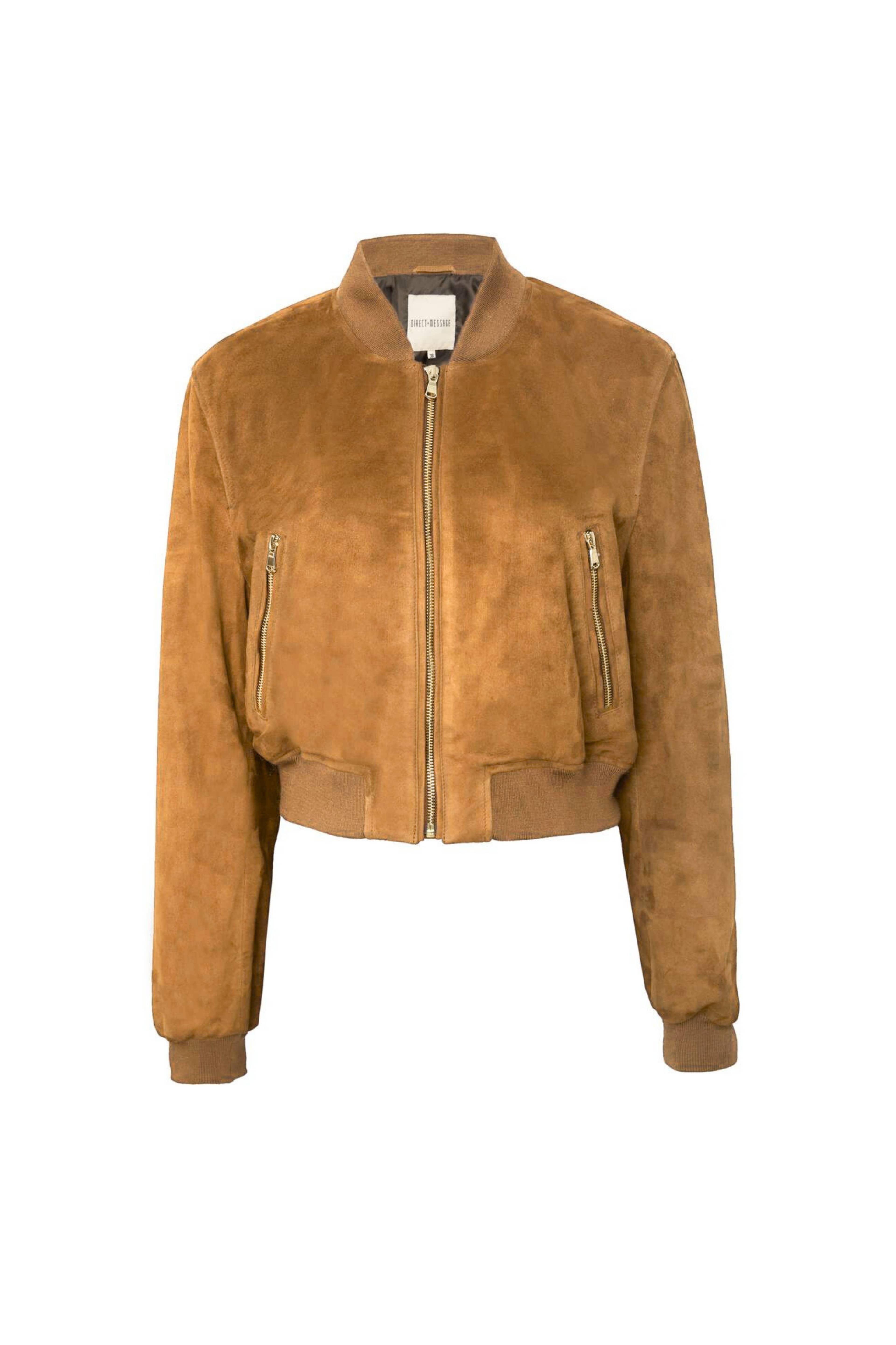 Rosa Suede Leather Jacket - Camel