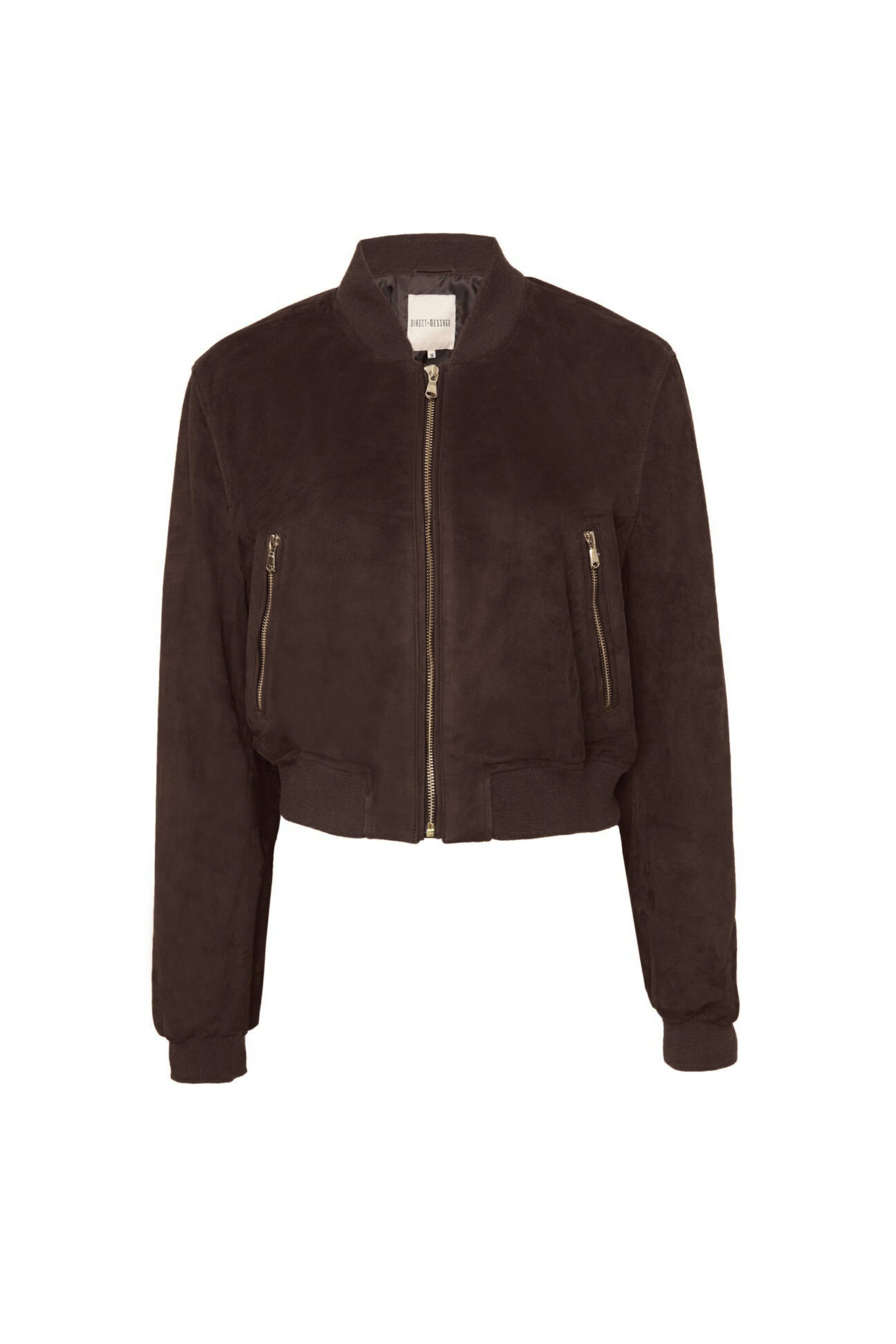 Rosa Suede Leather Jacket - Dark Brown