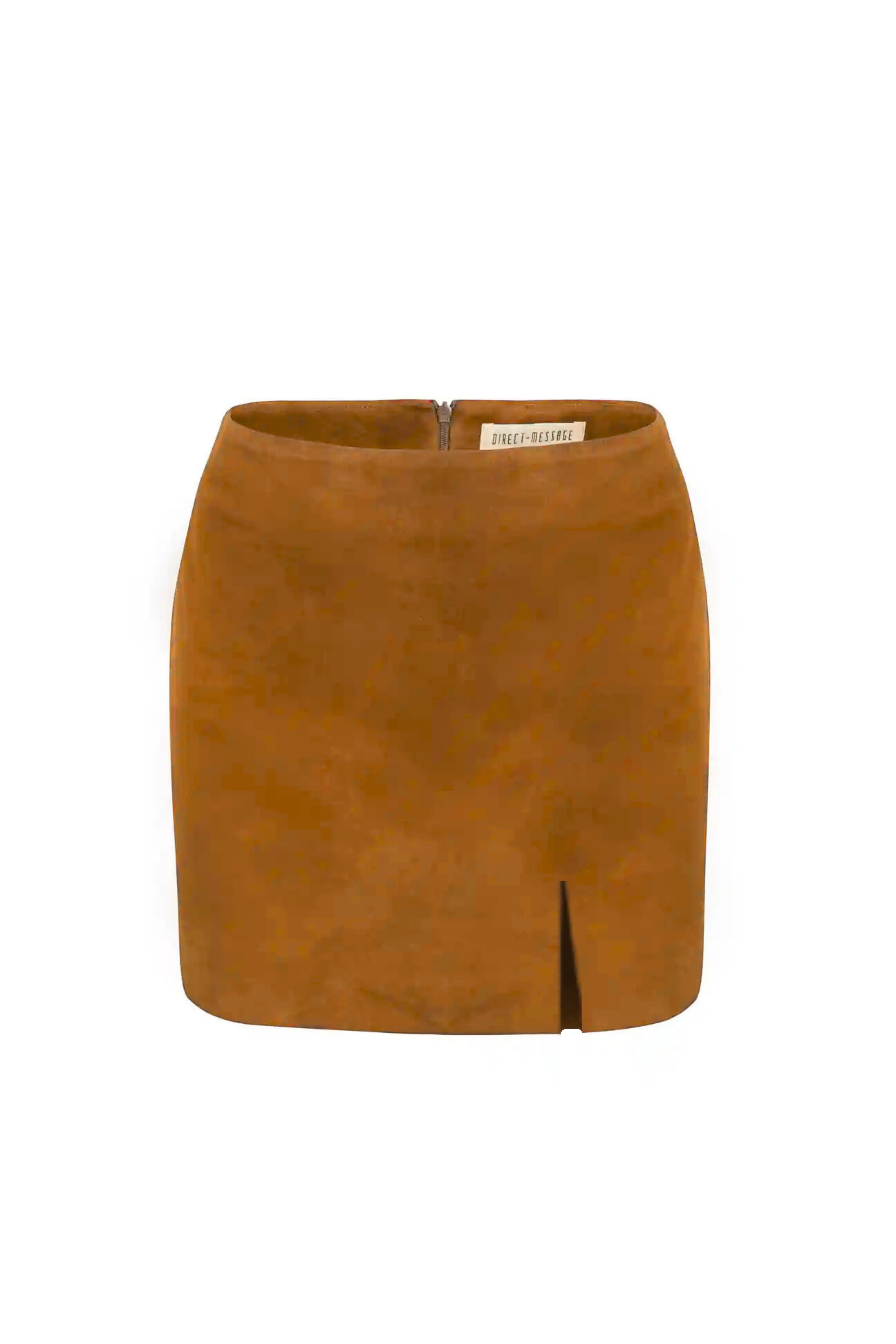 Rosa Suede Leather Skirt - Camel