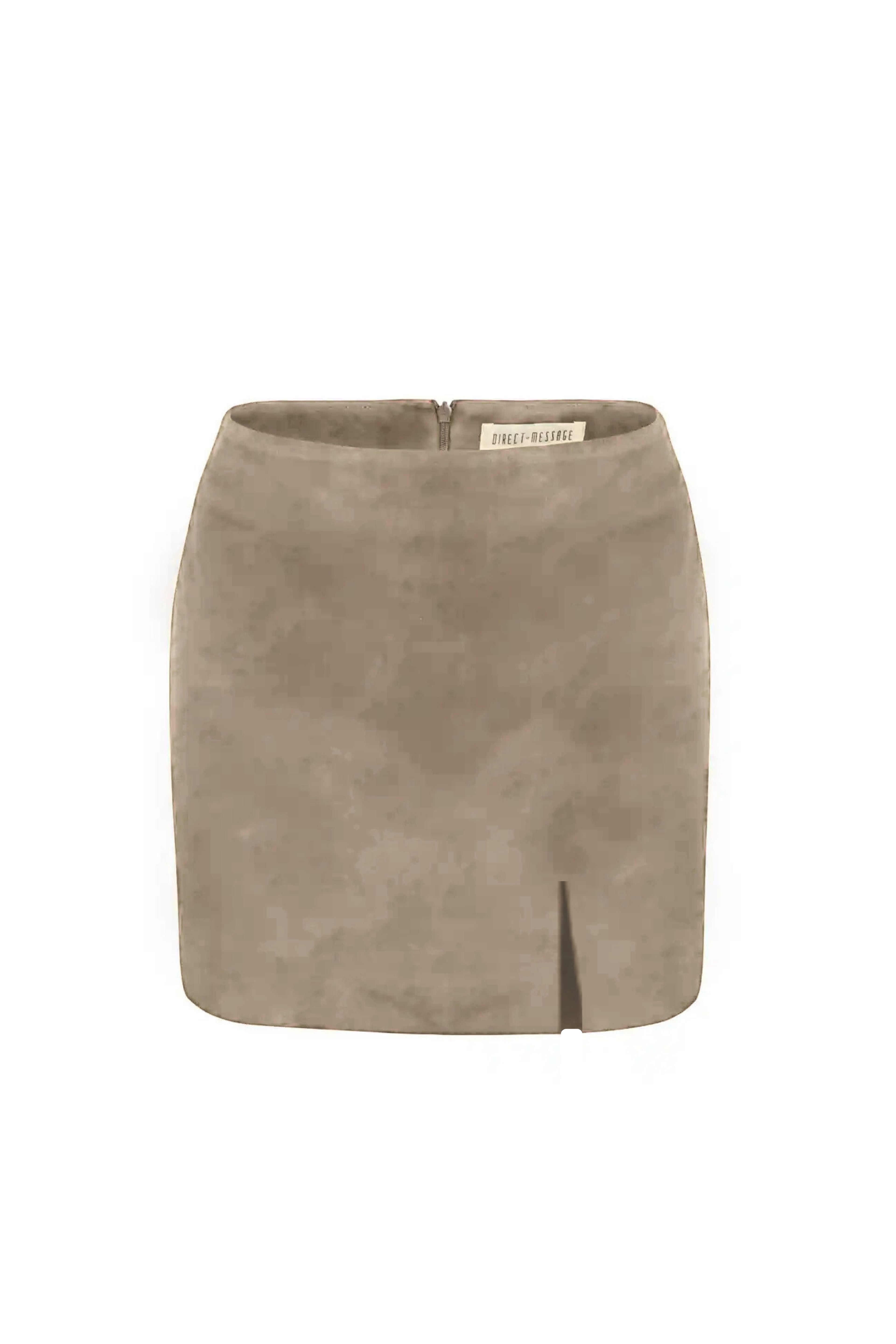 Rosa Suede Leather Skirt - Beige