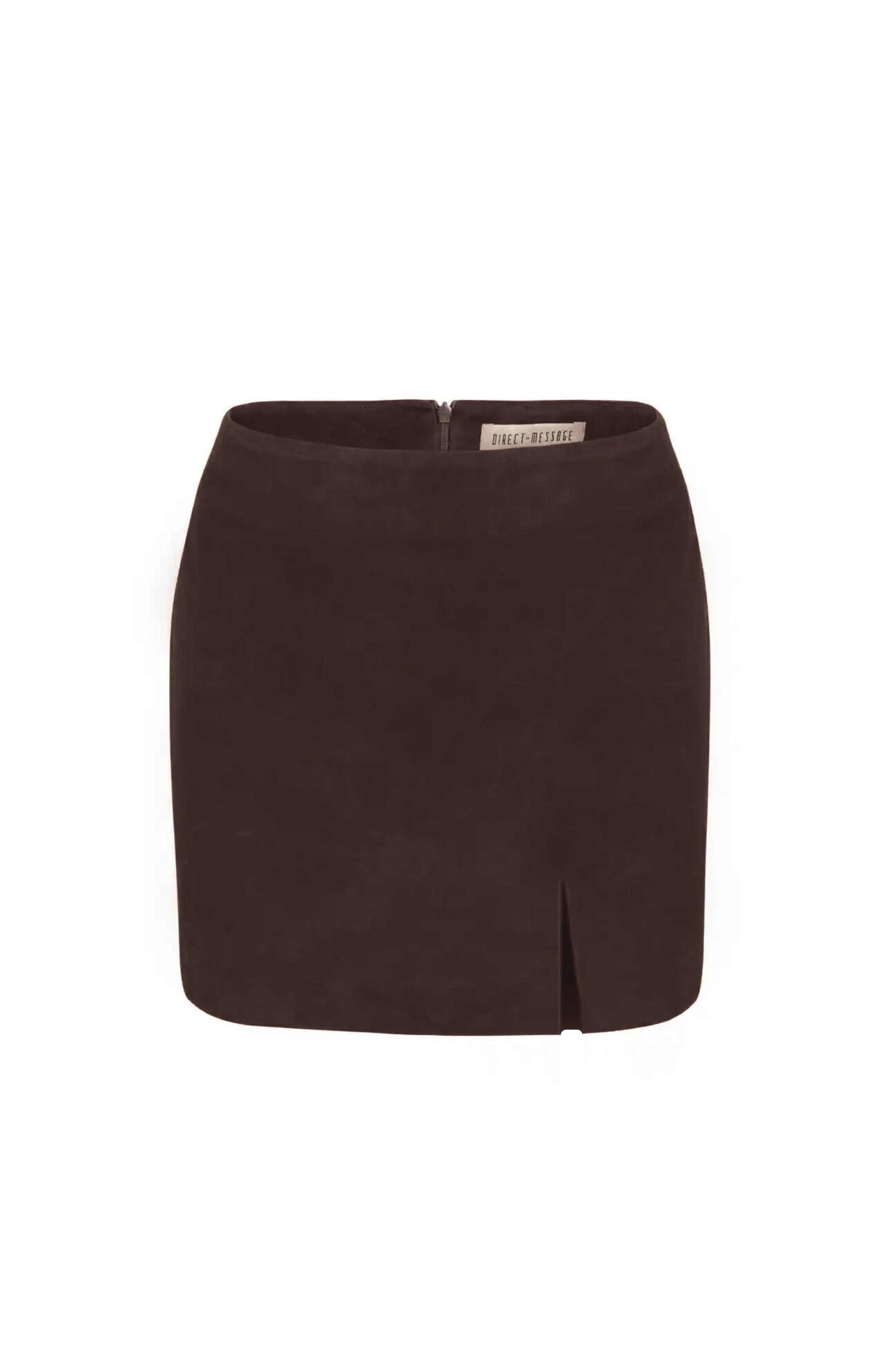 Rosa Suede Leather Skirt - Dark Brown