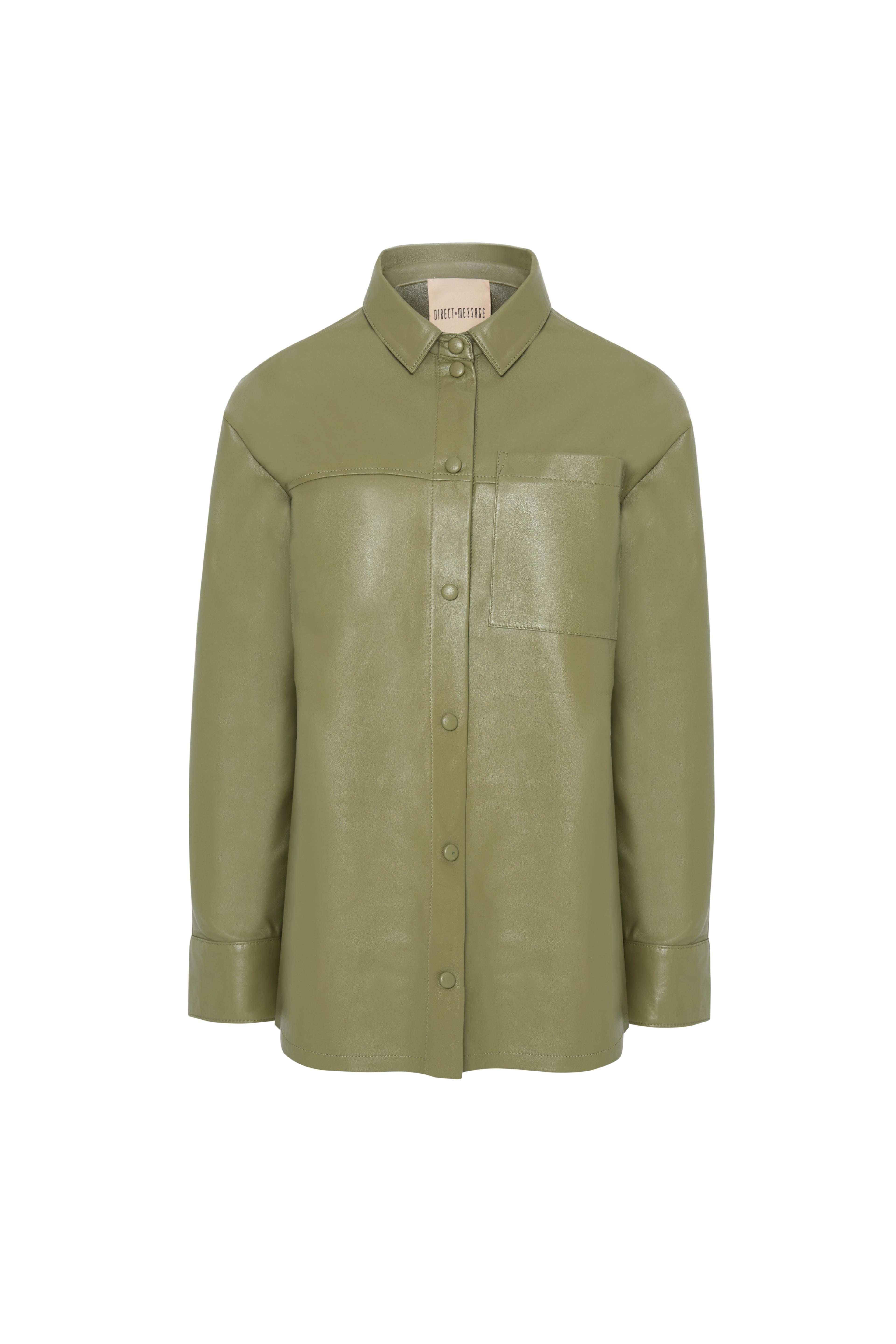 Vanessa Leather Shirt - Water Green