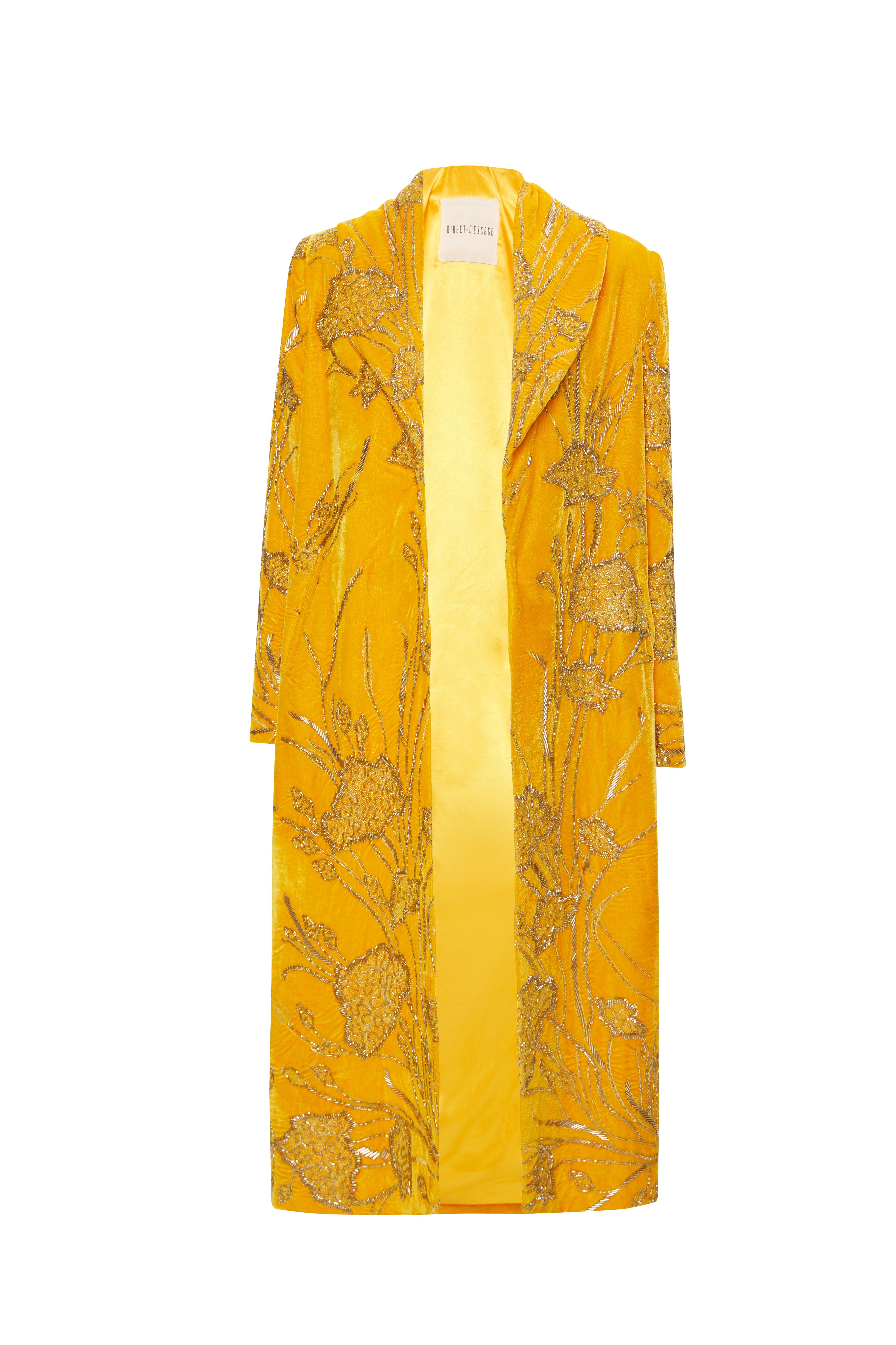 Mia Silk Velvet Jacket - Yellow