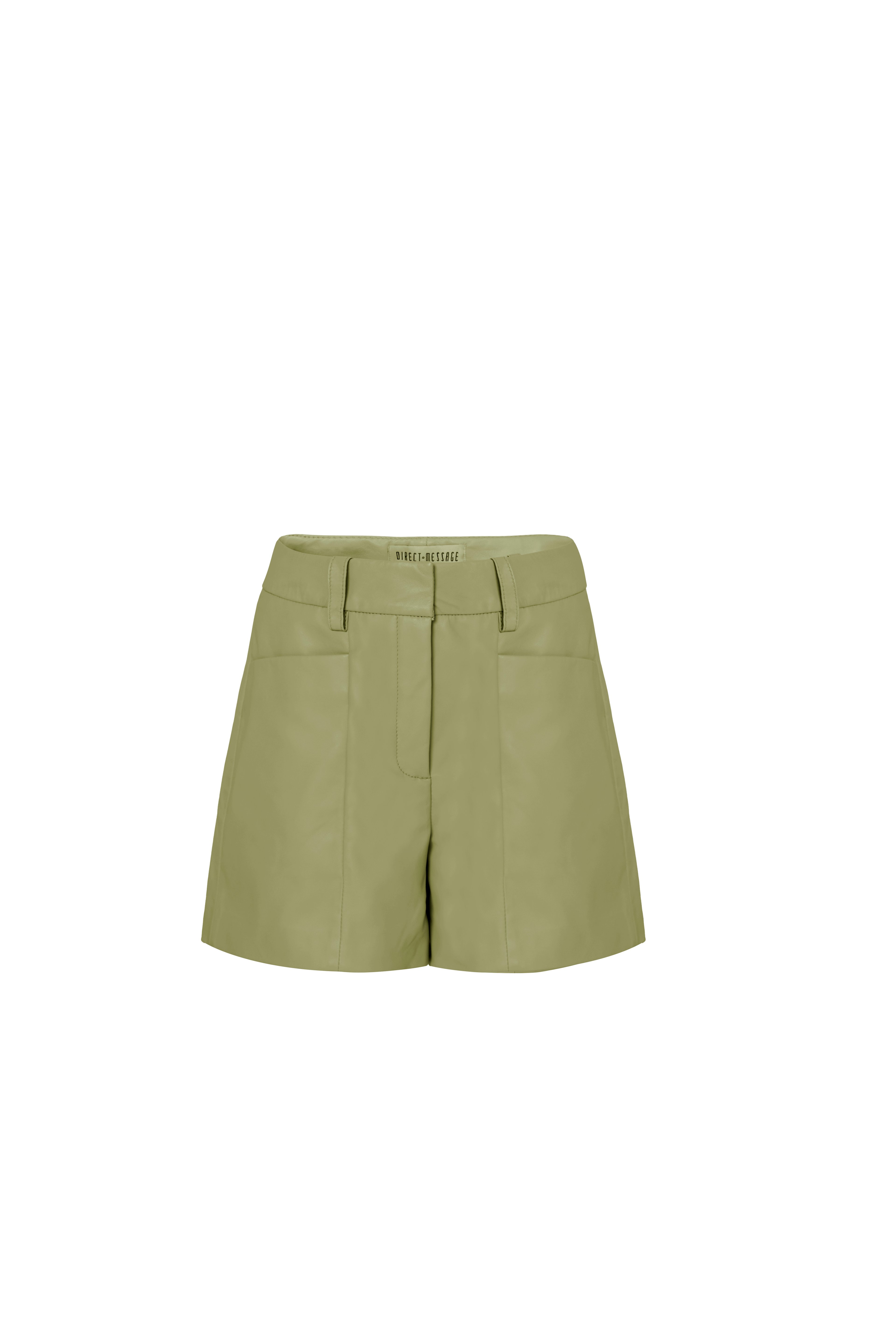 Vanessa Leather Shorts - Water Green