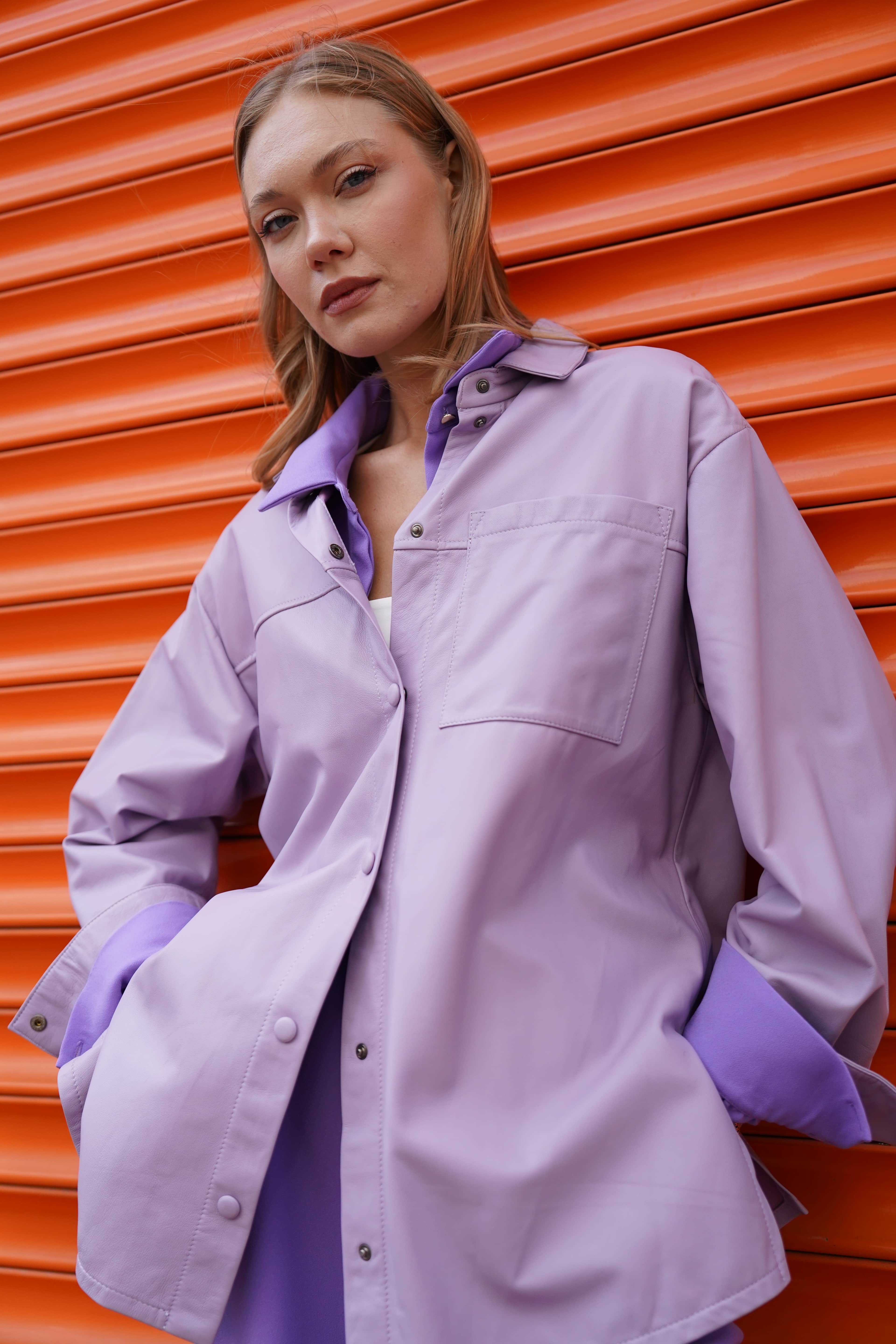 Vanessa Leather Shirt - Lilac