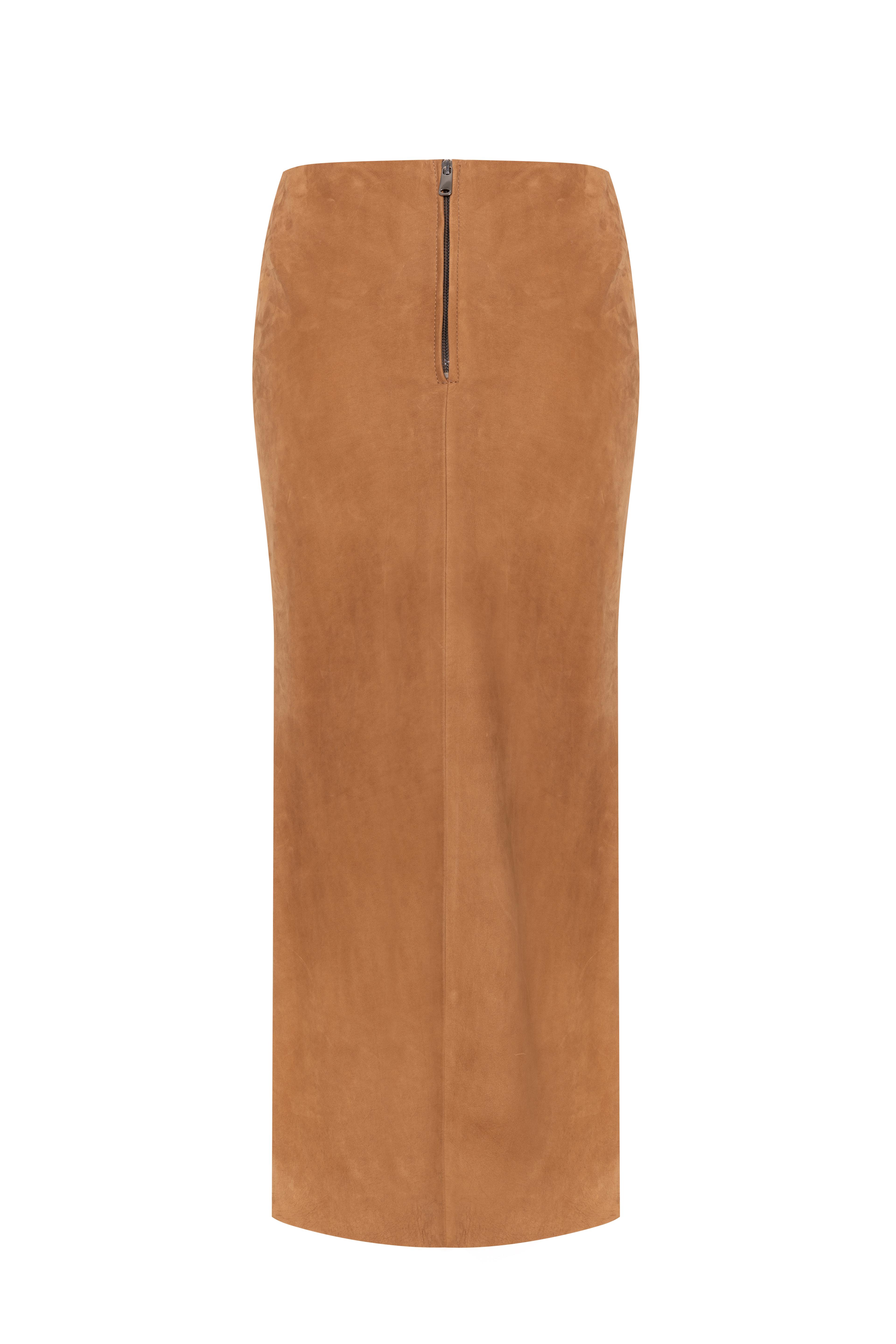 Rosa Suede Leather Maxi Skirt