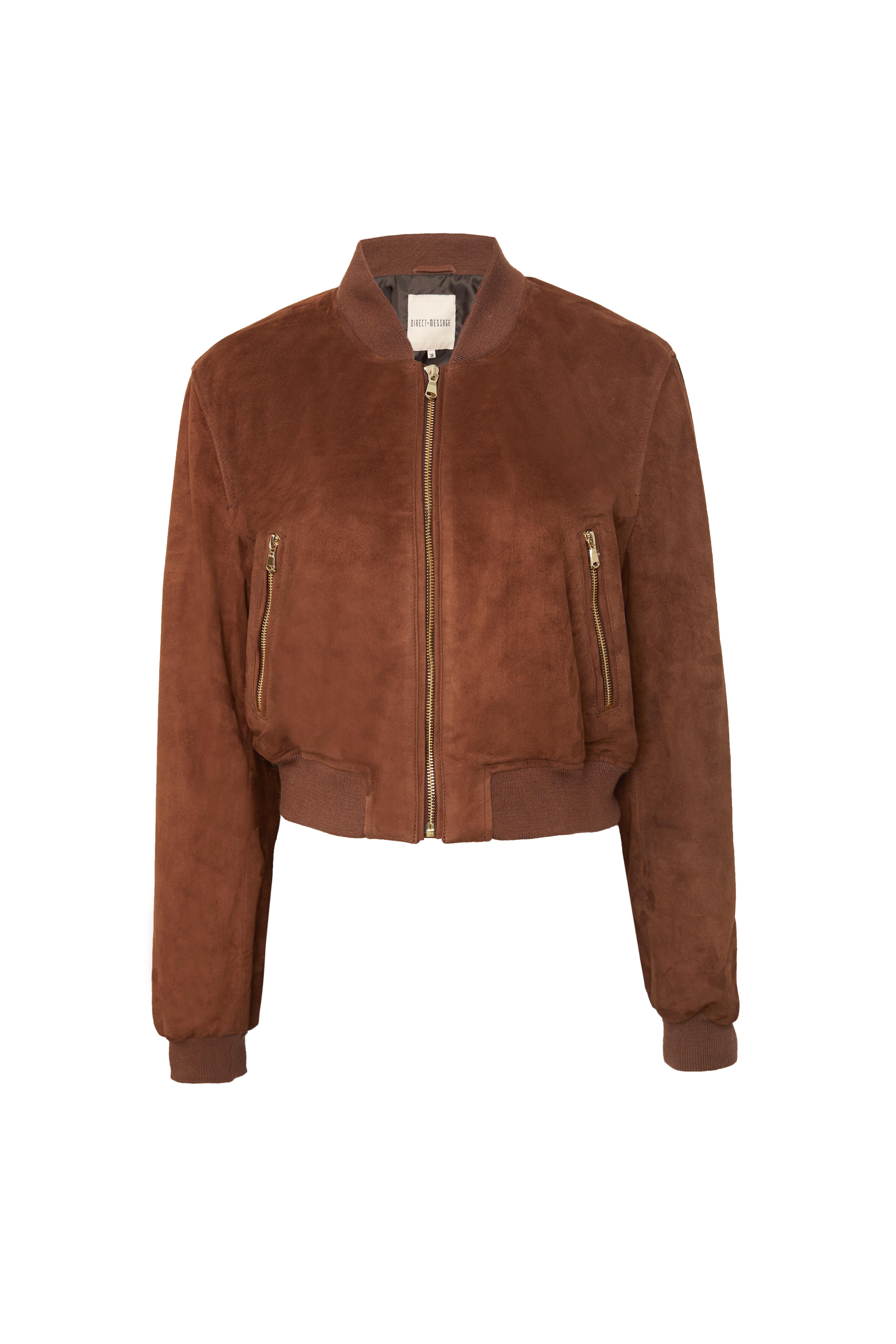 Rosa Suede Leather Jacket - Brown