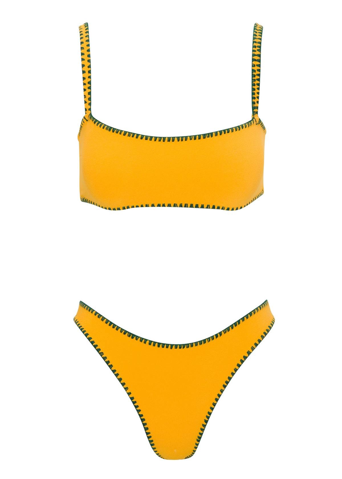 Meghan Towel Bikini Hand Embroidered - Yellow