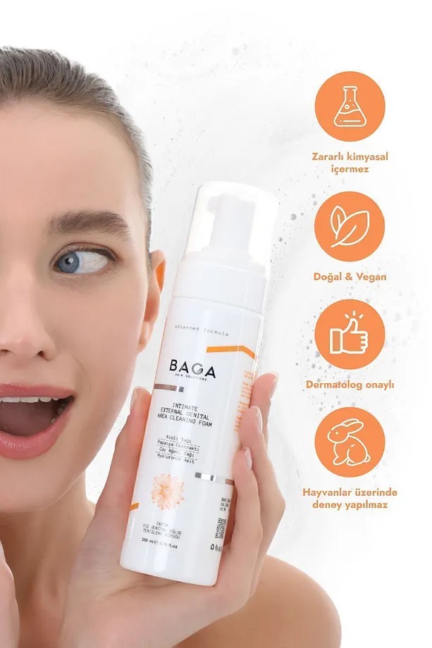 BAGA Nioli Yağı Formüllü Genital Bölge Temizleme Koku Giderici Toparlayıcı Köpük 200 ML