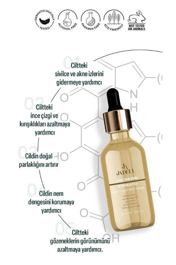 JADELL Niacinamide, hyaluronic Acid Aydınlatıcı Canlandırıcı Gözenek Sıkılaştırıcı Alkol, Paraben İçermeyen Leke Karşıtı Serum 30 ml