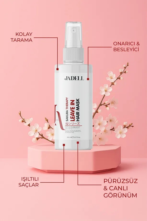 JADELL Sakura Therapy  Leave In Hair Mask Besleyici Onarıcı Kolay Tarama Keratin Botoks Etkili Yoğun Saç Bakım Maskesi  150ML