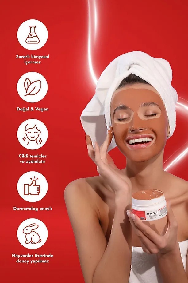 BAGA Kırmızı Kil Maskesi Gözenek Temizleyici Sebum Dengesi Sağlayıcı Maske 100 Ml