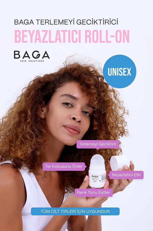 BAGA Tüm Cilt Tipleri İçin Beyazlatıcı Koku Önleyici  Ter Önleyici ve Terlemeyi Geciktirici Roll-on 50 ML