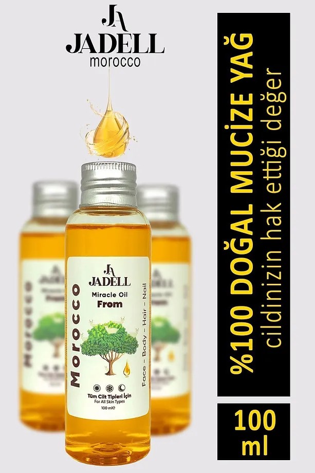 JADELL Besleyici, Arındırıcı Nemlendirici Tüm Cilt Ve Saç Tipleri Için Vegan Doğal Arındıcı Mucizevi Morocco Miracle Yağ 100 ml