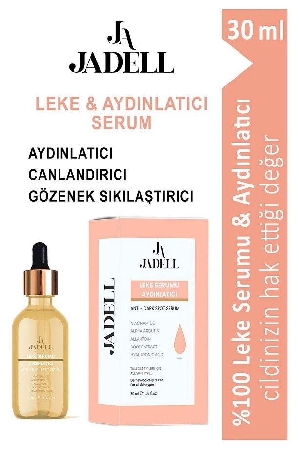 JADELL Niacinamide, hyaluronic Acid Aydınlatıcı Canlandırıcı Gözenek Sıkılaştırıcı Alkol, Paraben İçermeyen Leke Karşıtı Serum 30 ml