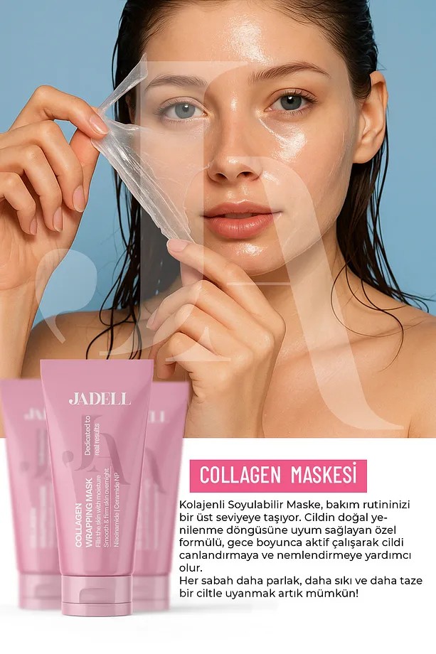 JADELL Soyulabilen Gözenek Sıkılaştırıcı Aydınlatıcı Derin Nemlendirici Vegan Kolajen Gece ve Gündüz Yüz Maskesi 75 ML