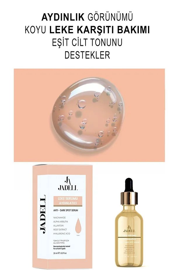 JADELL Niacinamide, hyaluronic Acid Aydınlatıcı Canlandırıcı Gözenek Sıkılaştırıcı Alkol, Paraben İçermeyen Leke Karşıtı Serum 30 ml