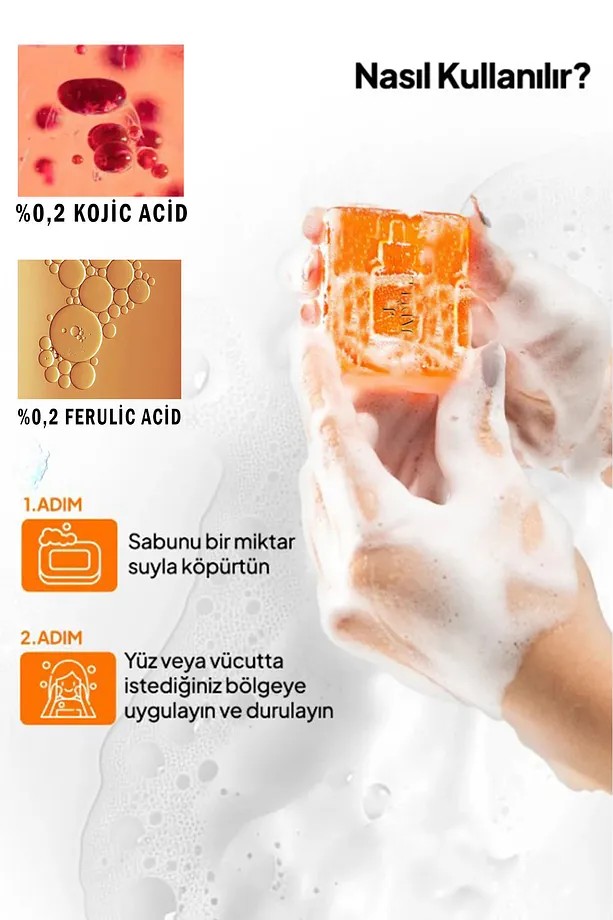 JADELL Kojik ve Ferulik Asit Özlü Aydınlatıcı Besleyici Nemlendirici Cilt Tonu Eşitleyici Leke Ve Kararma Karşıtı Sabun 100 GR