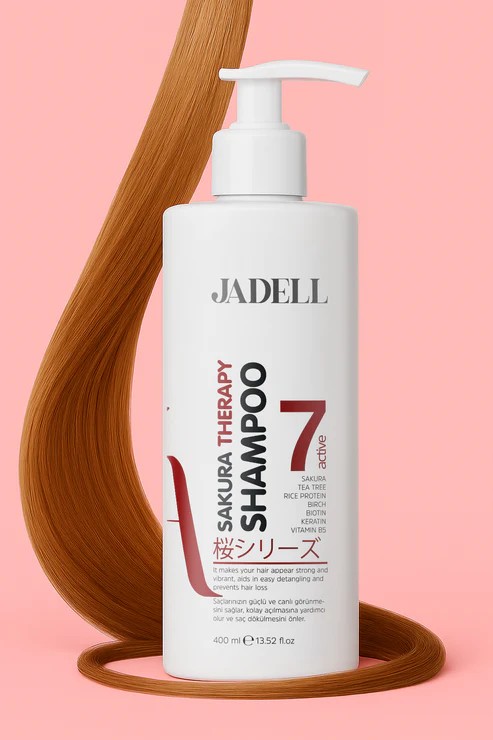 JADELL Sakura Therapy Shampoo 7active ( Sakura Çiçeği,biotin,keratin,vitamin B5 ) Onarıcı Besleyici Şampuan 400 ML