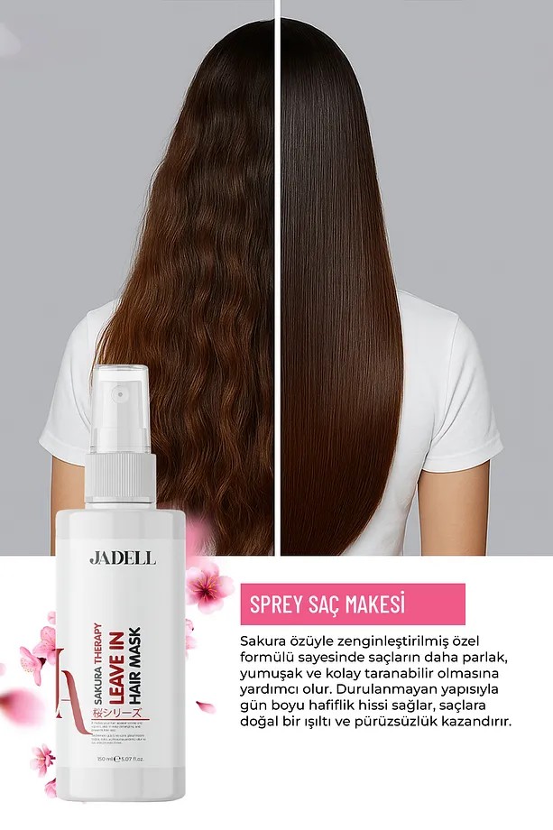 JADELL Sakura Therapy  Leave In Hair Mask Besleyici Onarıcı Kolay Tarama Keratin Botoks Etkili Yoğun Saç Bakım Maskesi  150ML