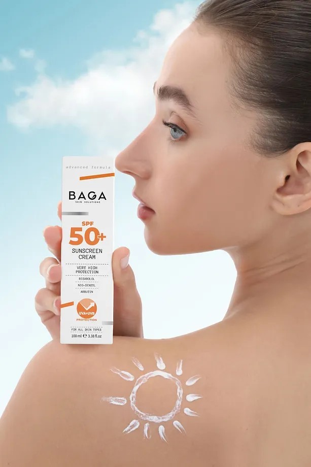 BAGA Güneş Koruyucu Krem Spf 50+ Doğal Vegan UVA ve UVB Işınlarına Karşı Koruma Güneş Kremi