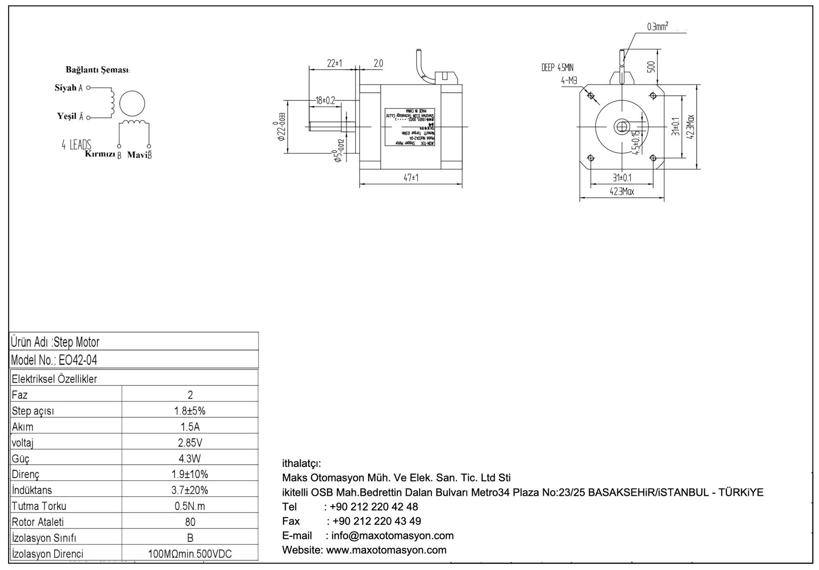 0.5 Nm Step Motor (EO42-04)
