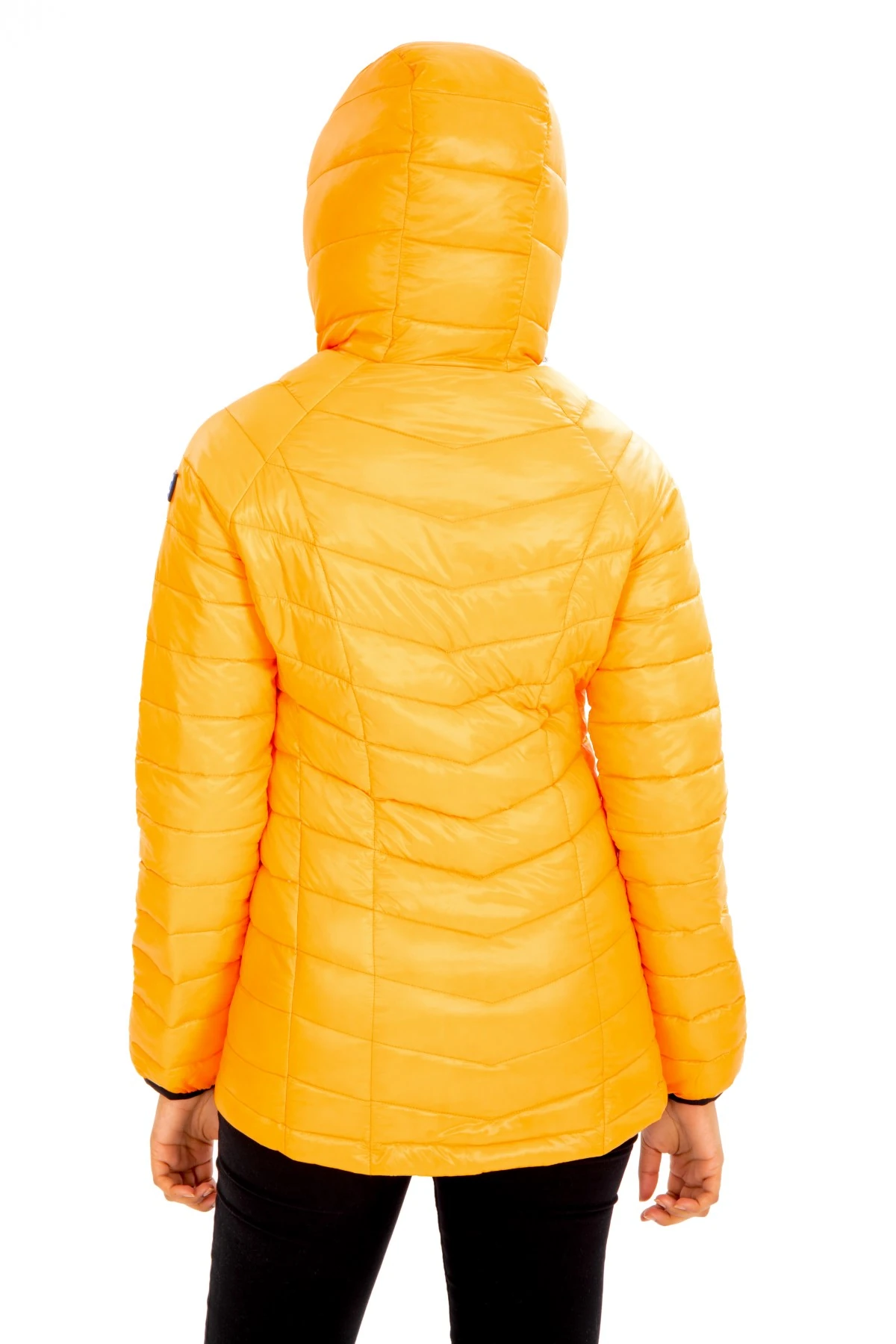 Kadın Kısa Sabit Kapşonlu Dolgulu Mevsimlik Spor Şişme Mont 8722 - Turuncu