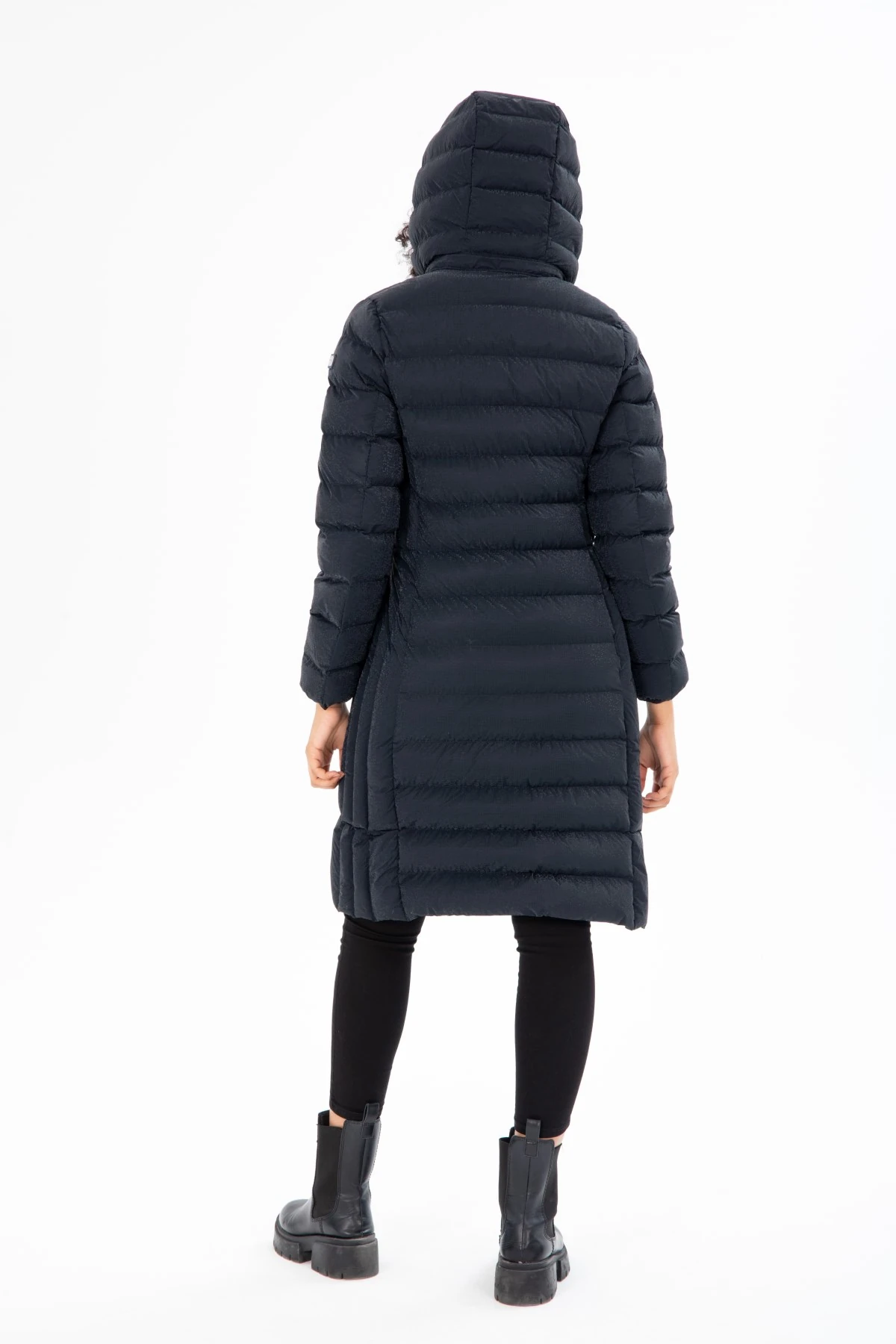Kadın Uzun Dik Yaka Çıkarılabilir Kapüşonlu Dolgulu Şişme Mont 8664