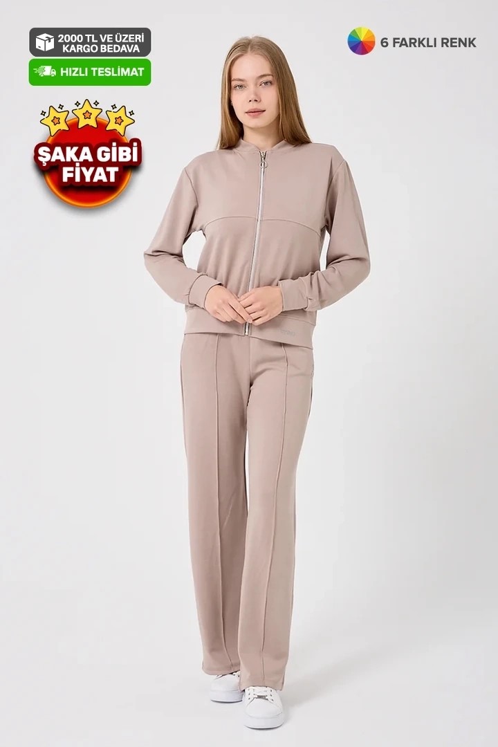 305-Fermuarlı Oysho Baskılı İkili Takım