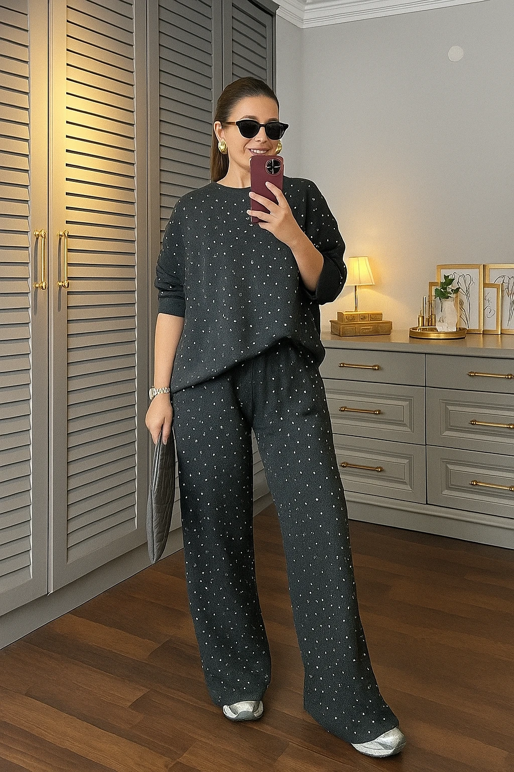 3515 - Tamamı Taşlı Premium Oysho™ Modal Takım