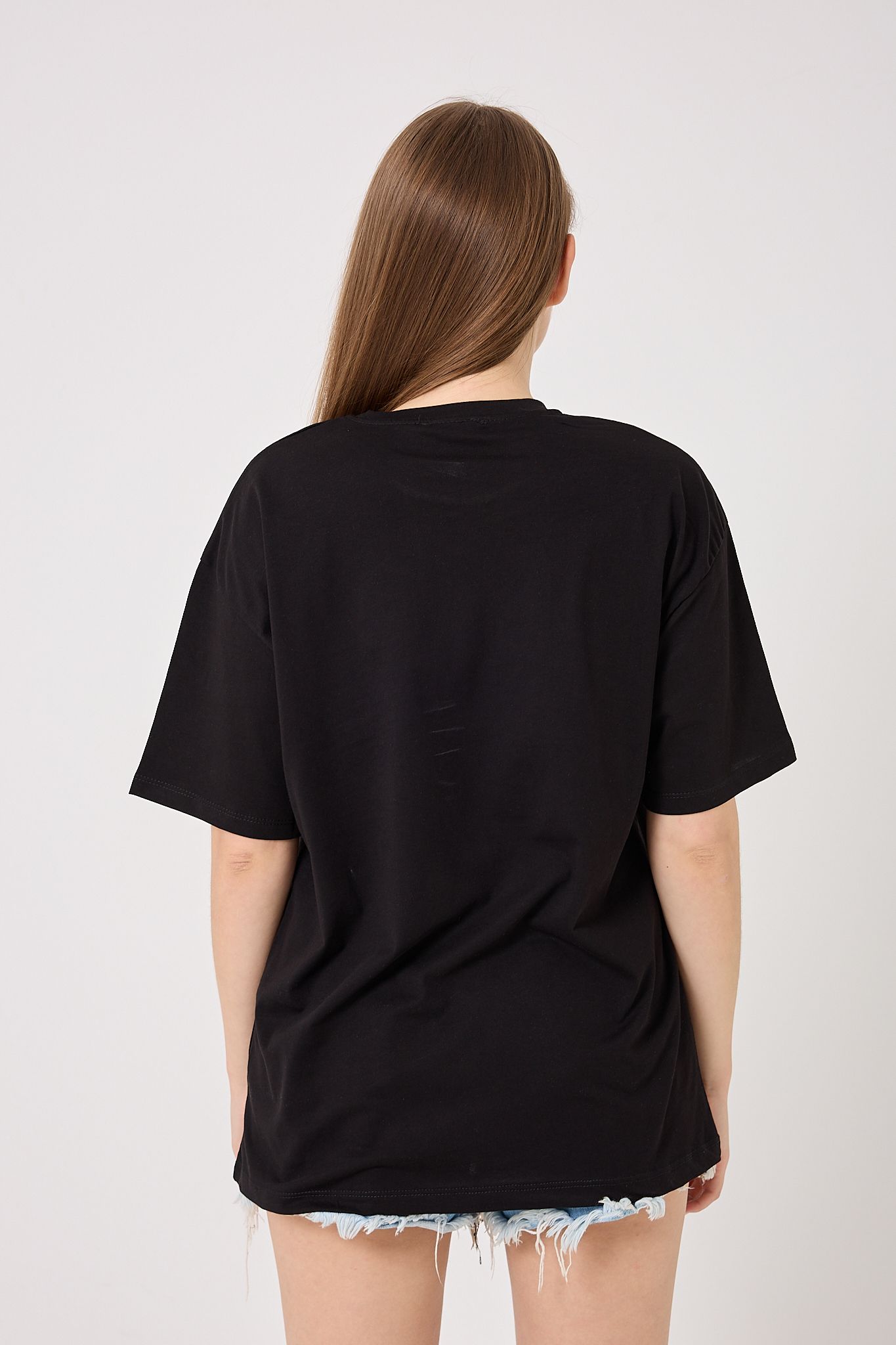  4612 - Oversize Çilek Baskılı T-Shirt