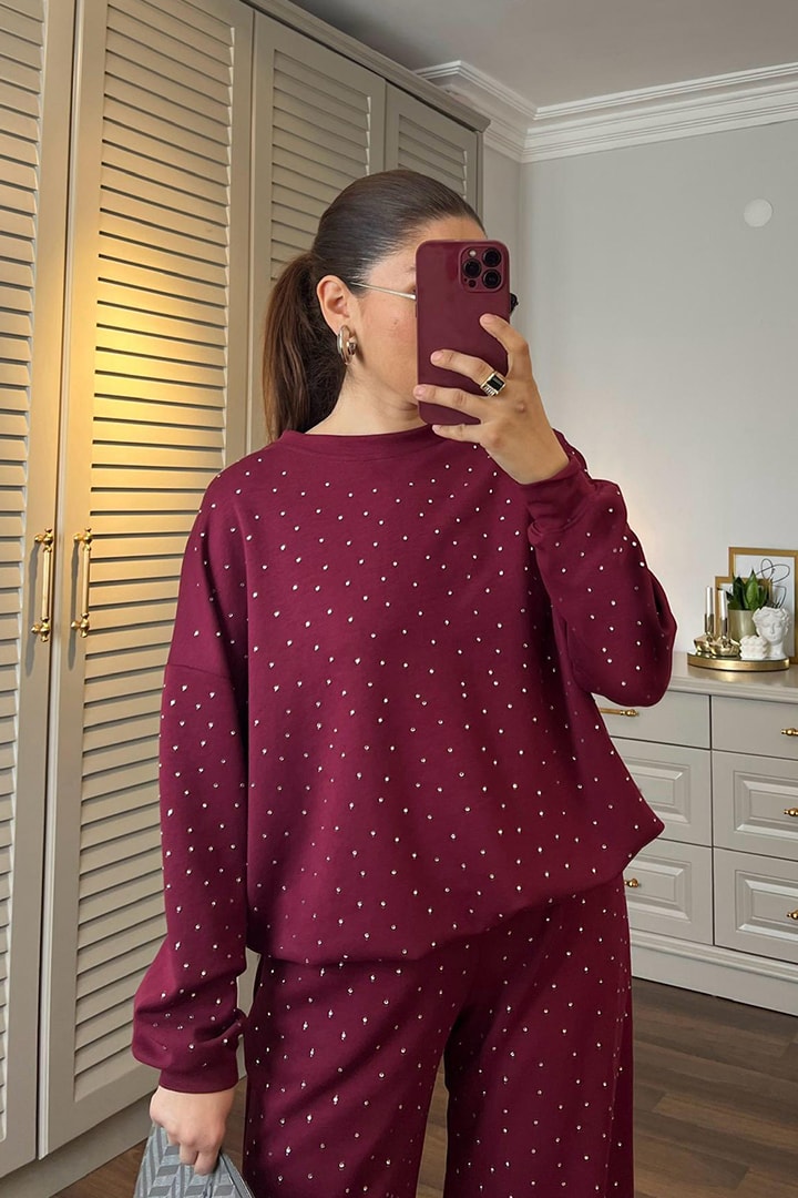 3515 - Tamamı Taşlı Premium Oysho™ Modal Takım