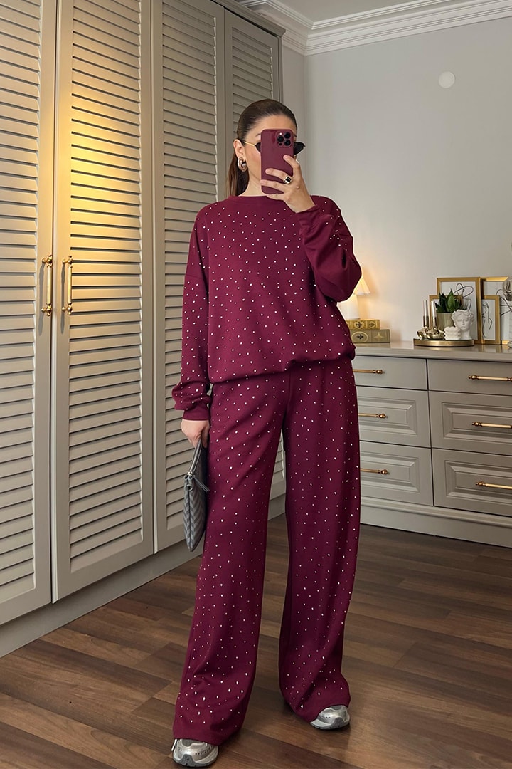3515 - Tamamı Taşlı Premium Oysho™ Modal Takım